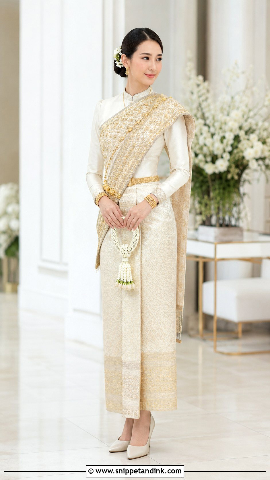 Ivory And Gold Lao Wedding Dress - Snippet and Ink - 20 Lao Wedding Dress Ideas
