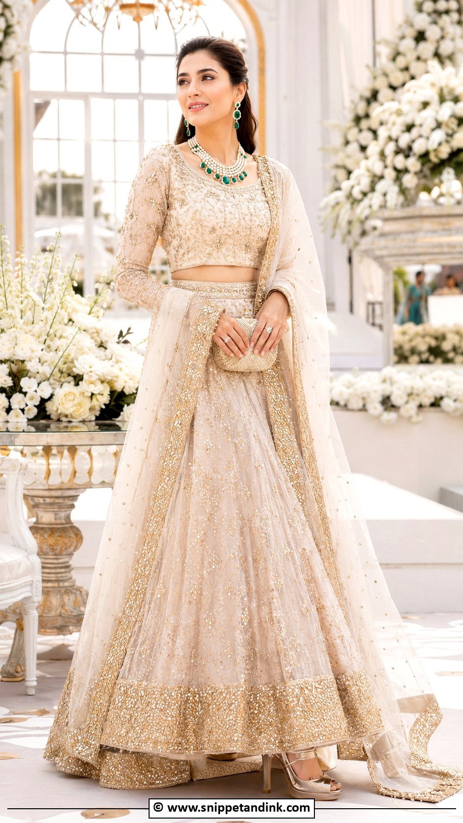 Ivory And Gold Lehenga Barat Dress - Snippet and Ink - 30 Barat Dresses Pakistani for Sisters