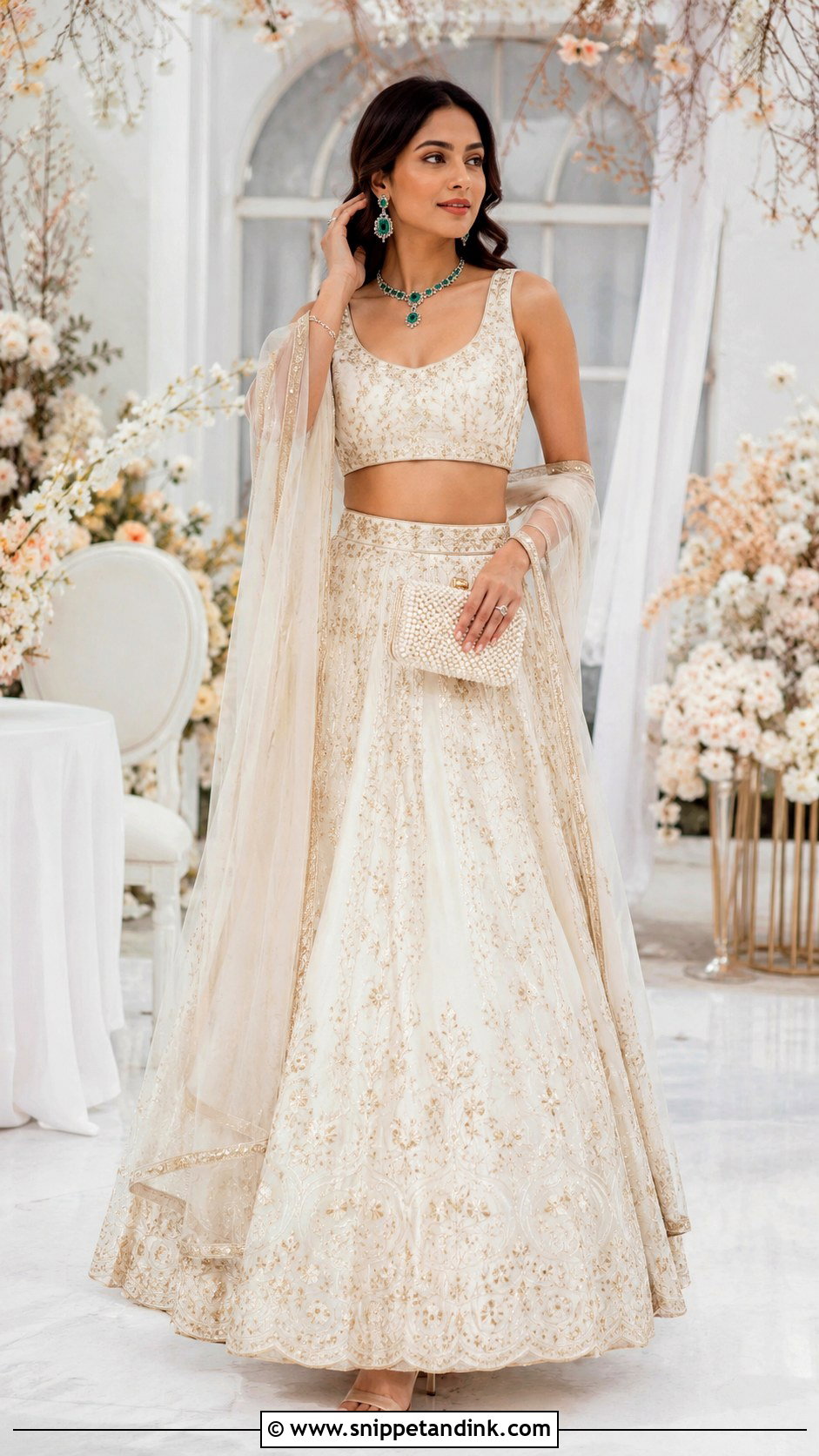 Ivory And Gold Lehenga Choli - Snippet and Ink - 20 Wedding Choli Ideas