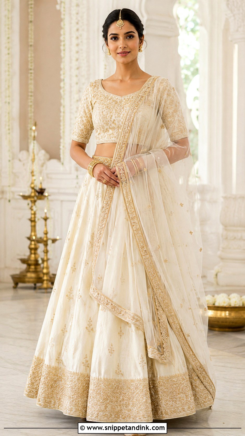 Ivory And Gold Lehenga Grahshanti Outfit - Snippet and Ink - 20 Grahshanti Outfit for Bridal Ideas