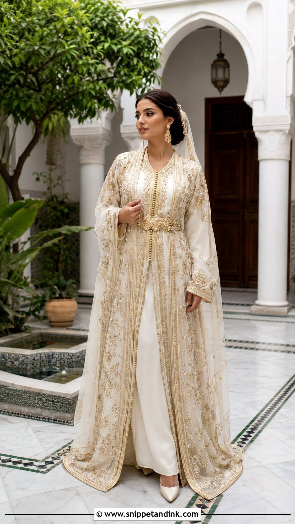 Ivory And Gold Moroccan Takchita - Snippet and Ink - 20 Moroccan Wedding Dresses