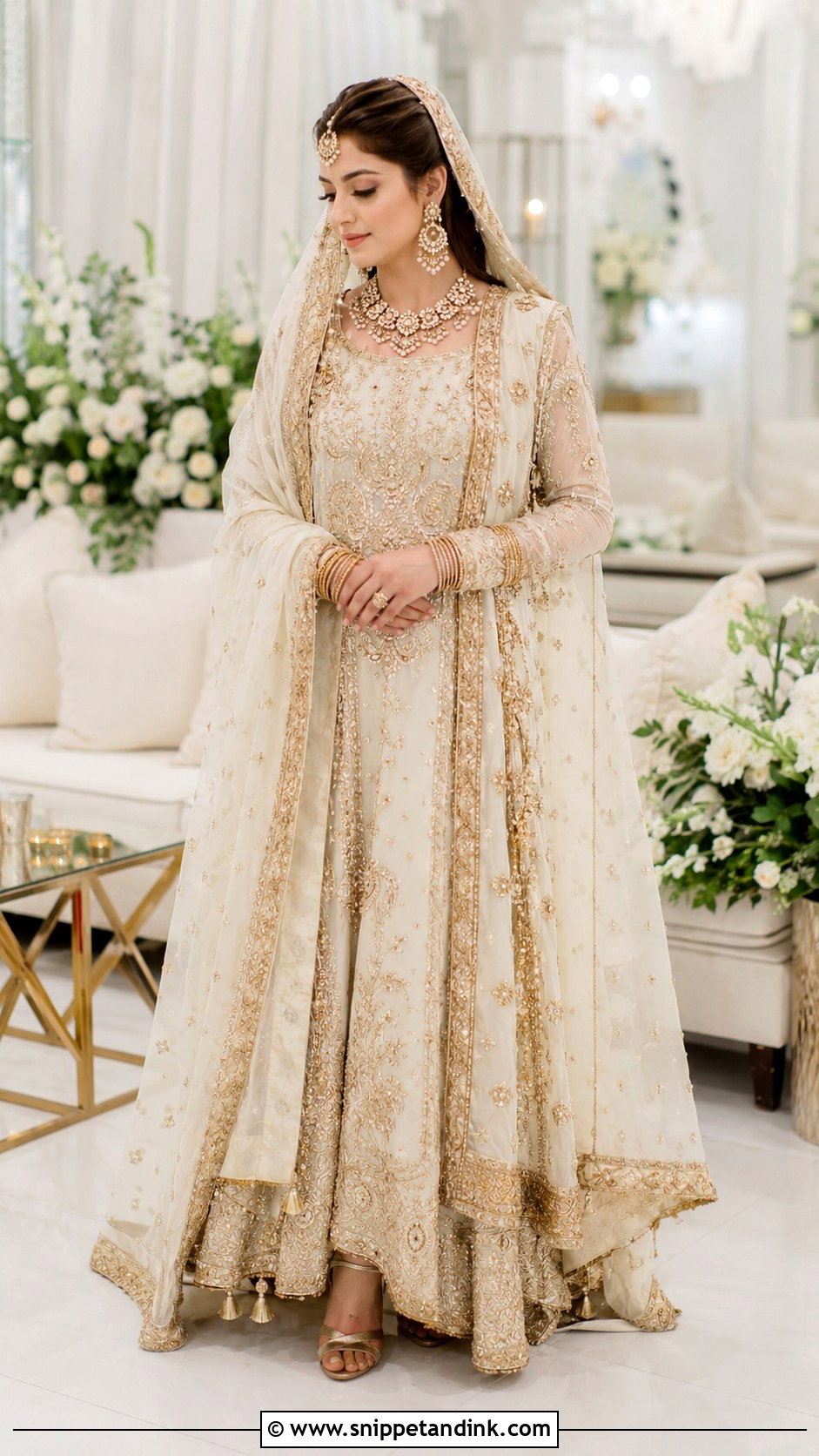 Ivory And Gold Nikah Dress - Snippet and Ink - 25 Nikah Dress Pakistani Brides Ideas