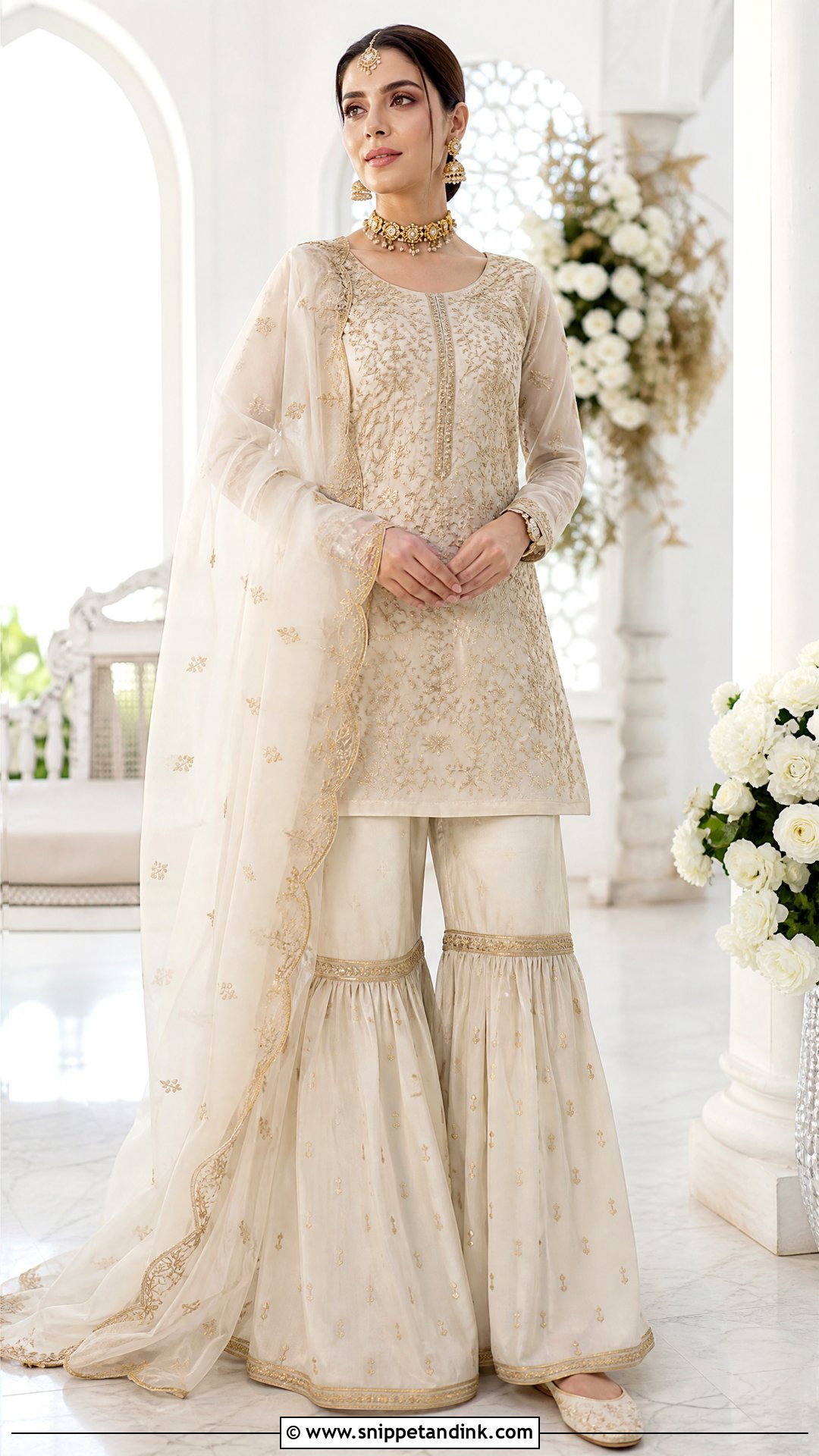 Ivory And Gold Nikkah Garara - Snippet and Ink - 20 Nikkah Garara Ideas