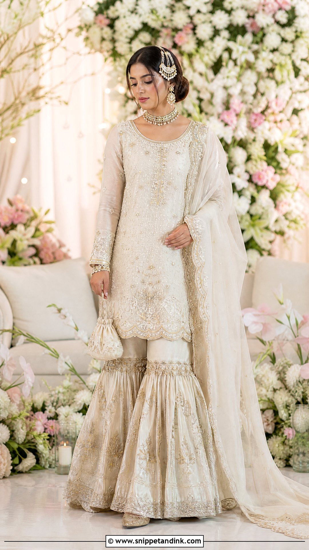 Ivory And Gold Nikkah Garara - Snippet and Ink - 20 Latest Garara Designs for Wedding