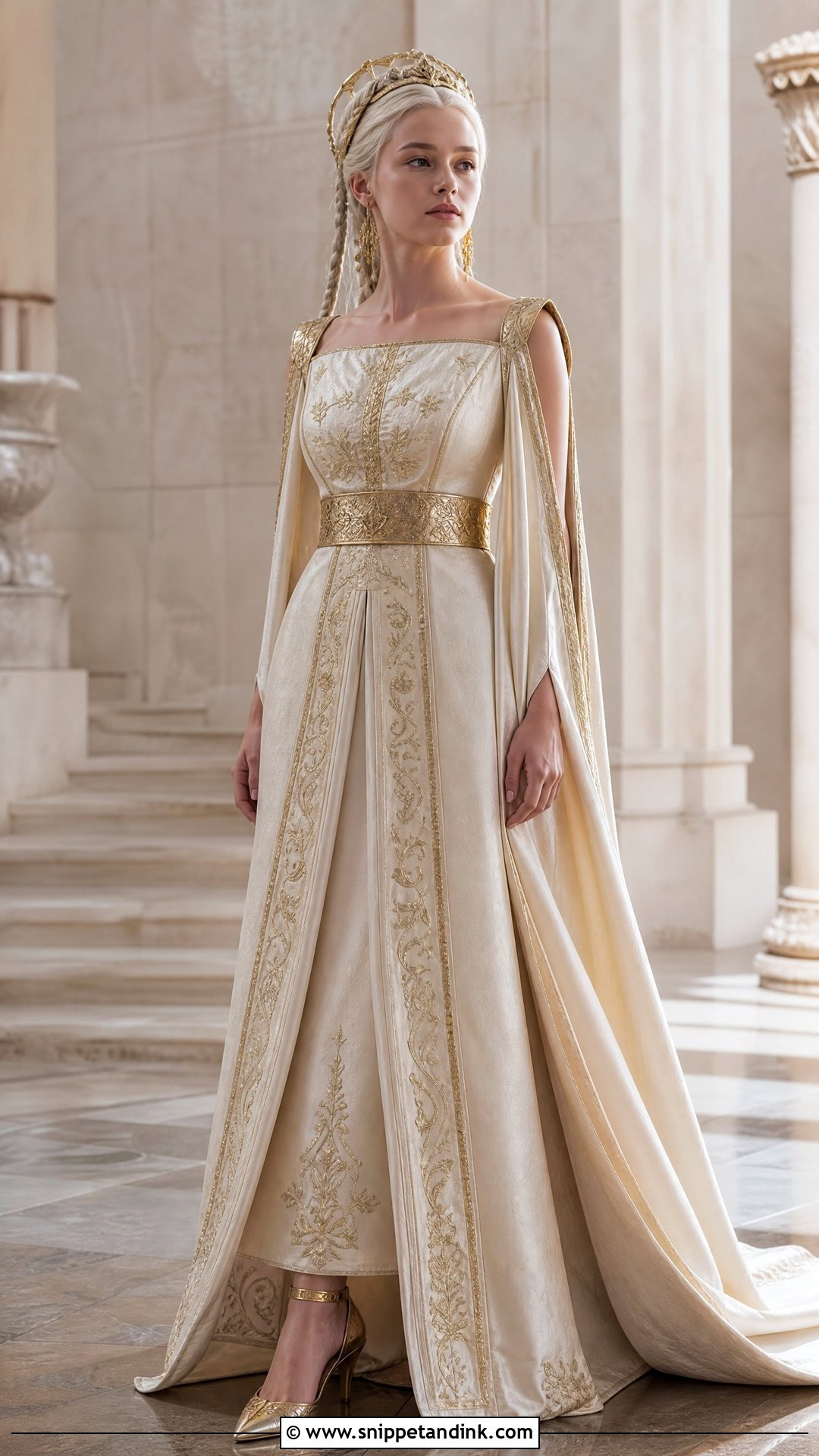 Ivory And Gold Rhaenyra Wedding Dress - Snippet and Ink - 20 Rhaenyra Wedding Dress Ideas