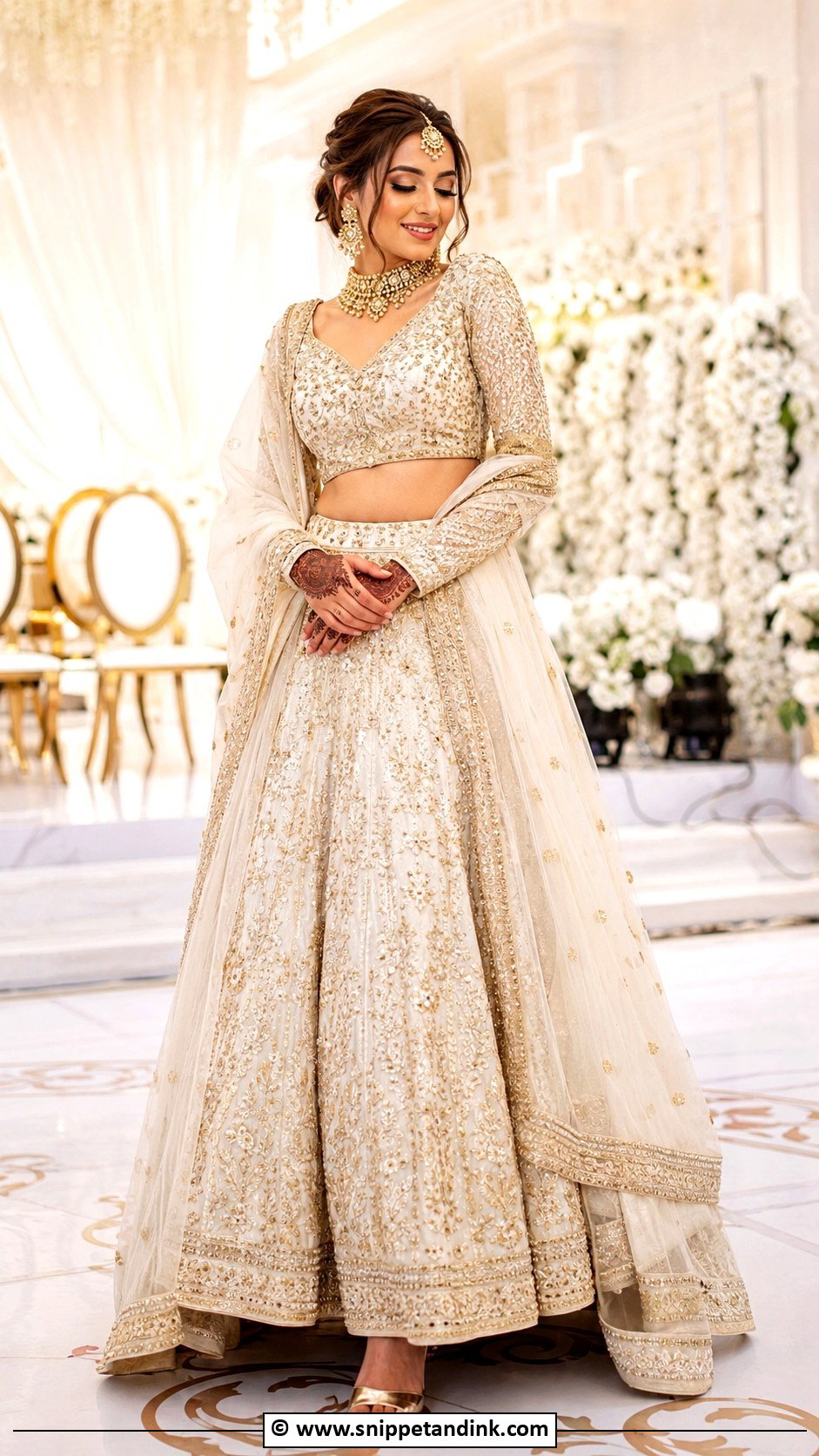 Ivory And Gold Walima Lehenga For Bride - Snippet and Ink - 30 Walima Outfits for Bride