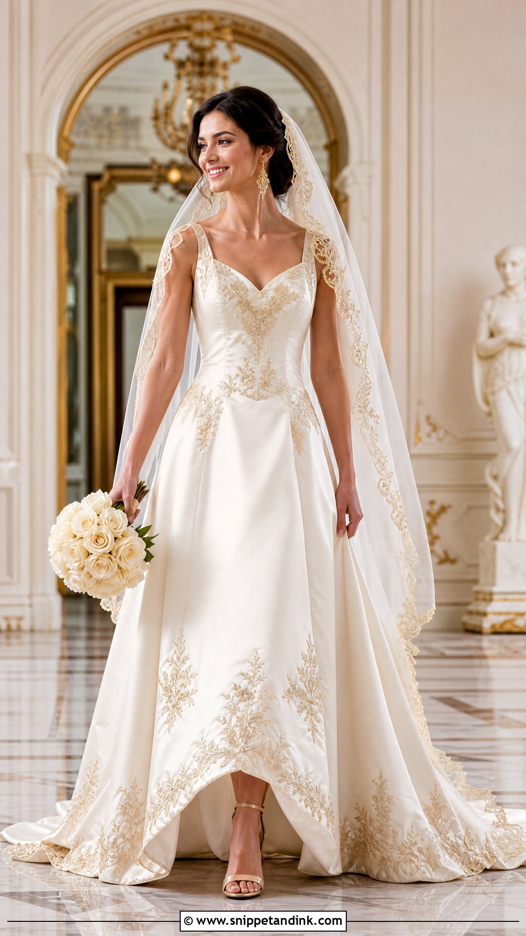 Ivory And Gold Wedding Dress - Snippet and Ink - 20 Wedding Dress Colour Combination Ideas