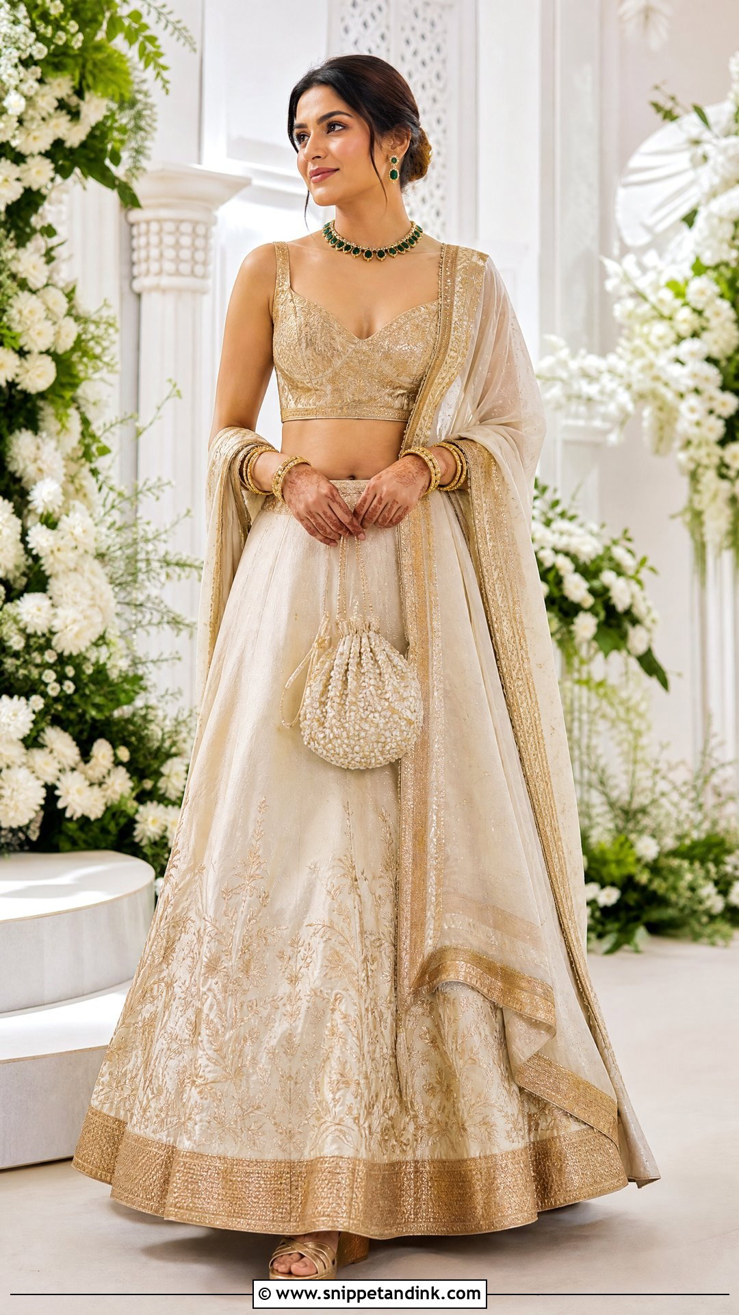 Ivory And Gold Wedding Lehenga - Snippet and Ink - 20 Lenghas for Wedding Ideas