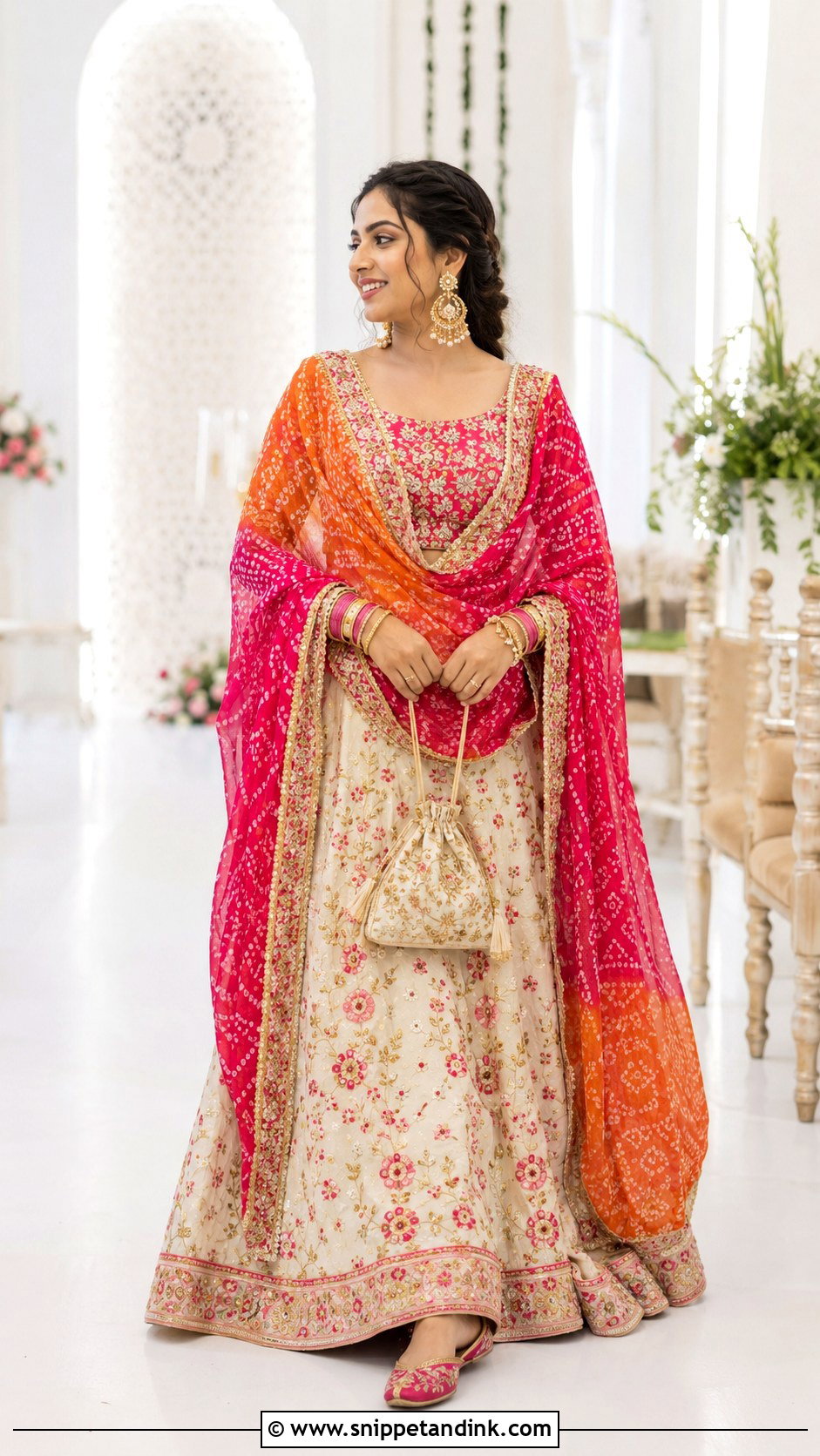 Ivory And Pink Jaggo Lengha - Snippet and Ink - 20 Jaggo Lengha Ideas