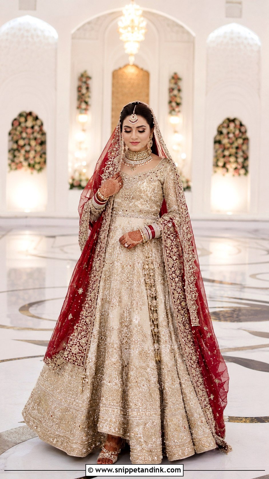 Ivory And Red Baraat Lehenga - Snippet and Ink - 25 Baraat Dress Pakistani Bridal Wear Ideas