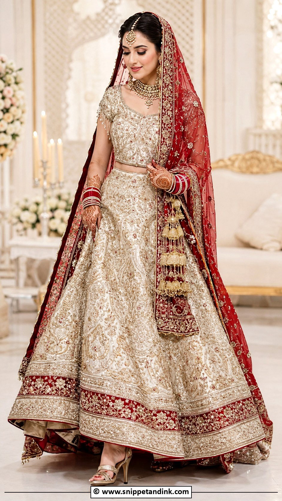 Ivory And Red Barat Bride Lehenga - Snippet and Ink - 30 Barat Bride Ideas