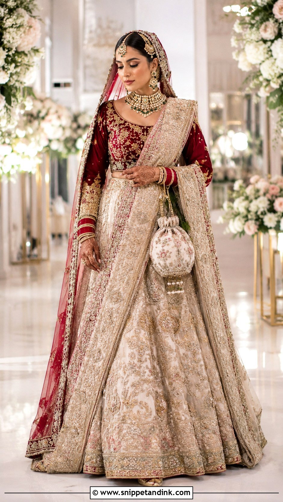 Ivory And Red Barat Dress - Snippet and Ink - 20 Barat Dress Design Ideas