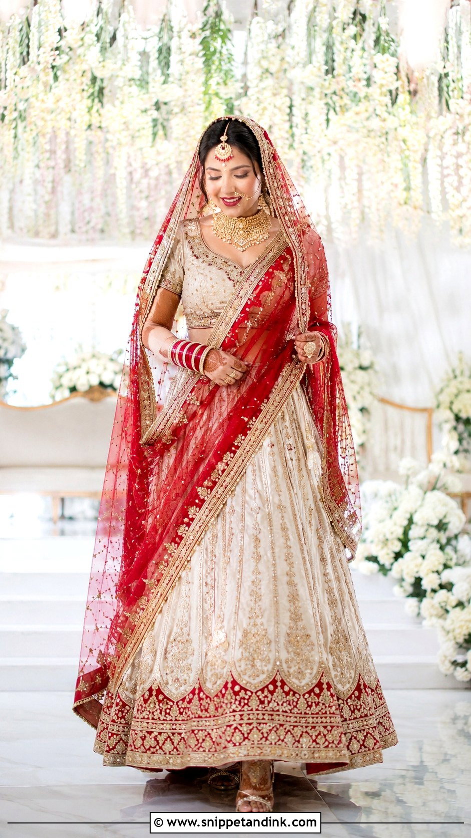 Ivory And Red Barat Lehenga - Snippet and Ink - 25 Barat Dresses