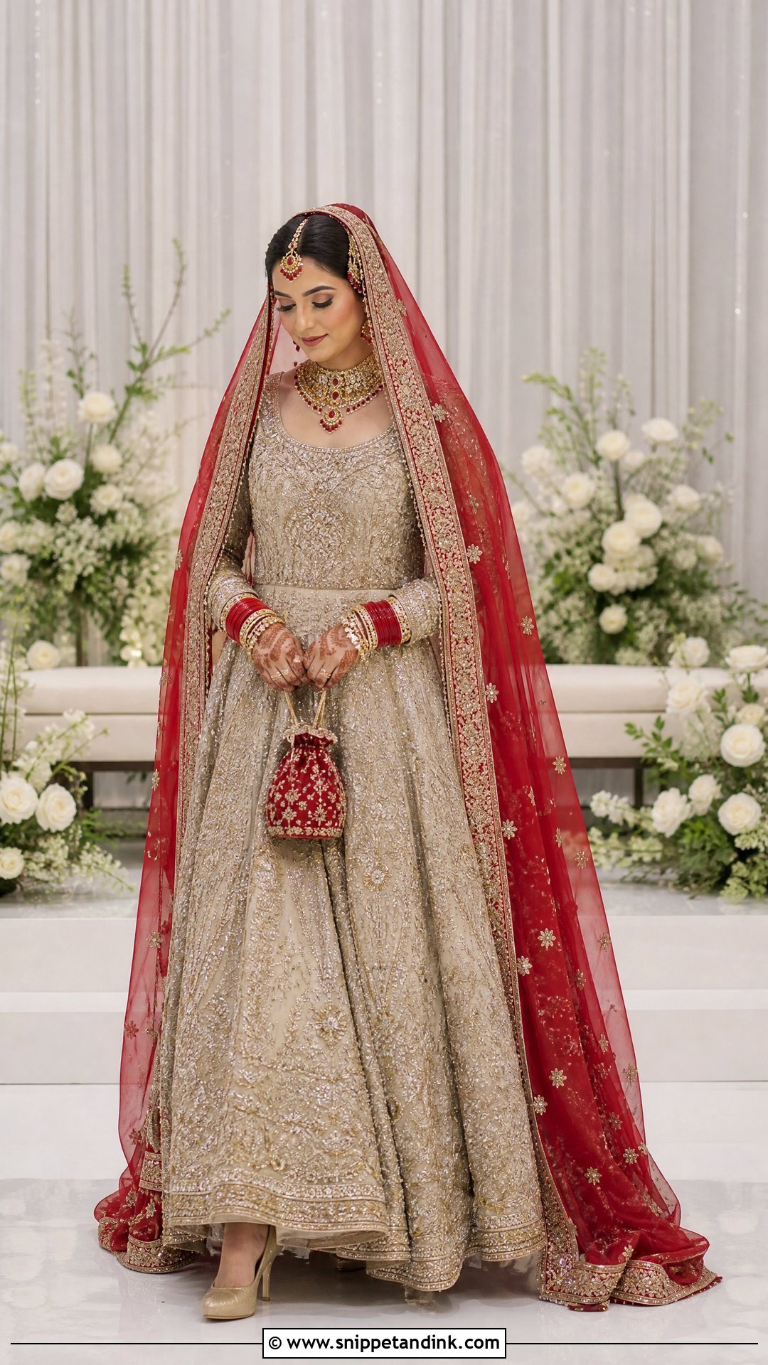 Ivory And Red Nikkah Bridal Dress - Snippet and Ink - 20 Nikkah Bridal Dress Ideas