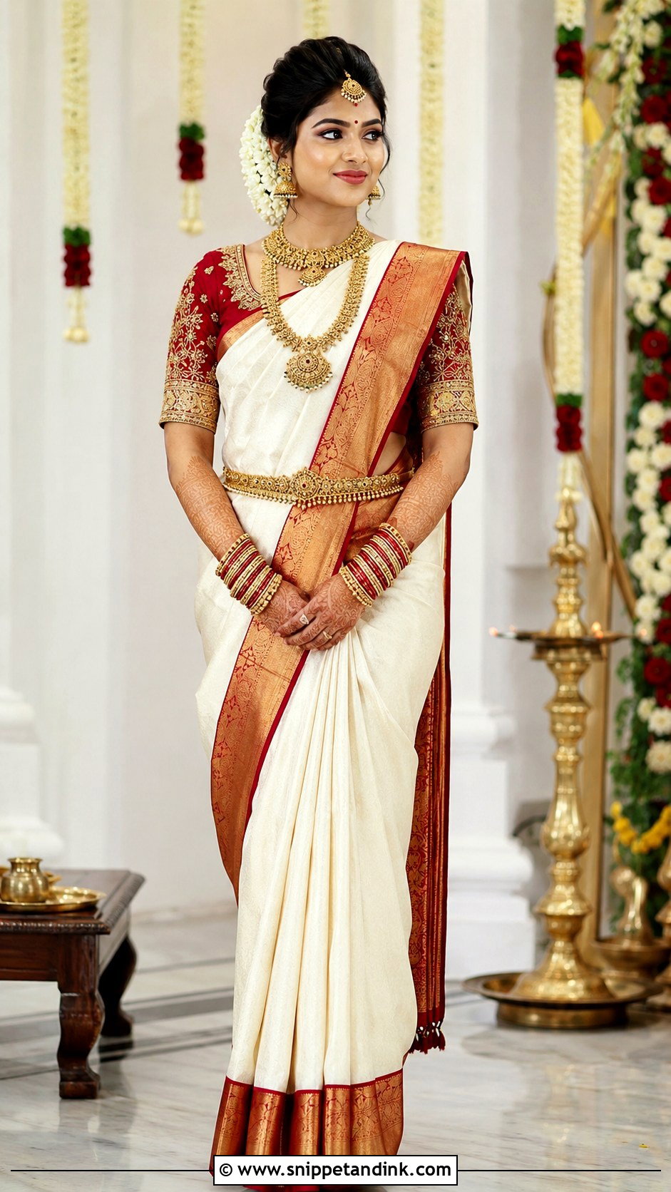 Ivory And Red Telugu Bride - Snippet and Ink - 25 Traditional Telugu Bride Ideas
