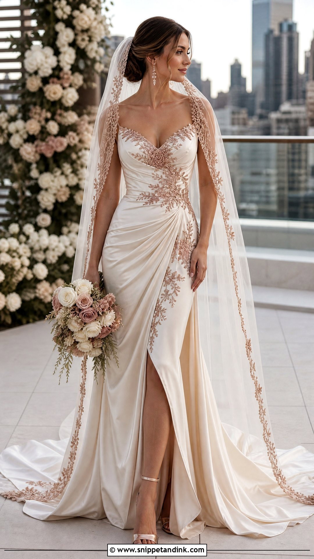 Ivory And Rose Gold Wedding Dress - Snippet and Ink - 20 Wedding Dress Colour Combination Ideas