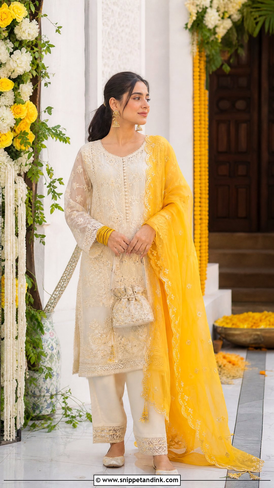 Ivory And Yellow Haldi Dress - Snippet and Ink - 20 Pakistani Haldi Dress Ideas