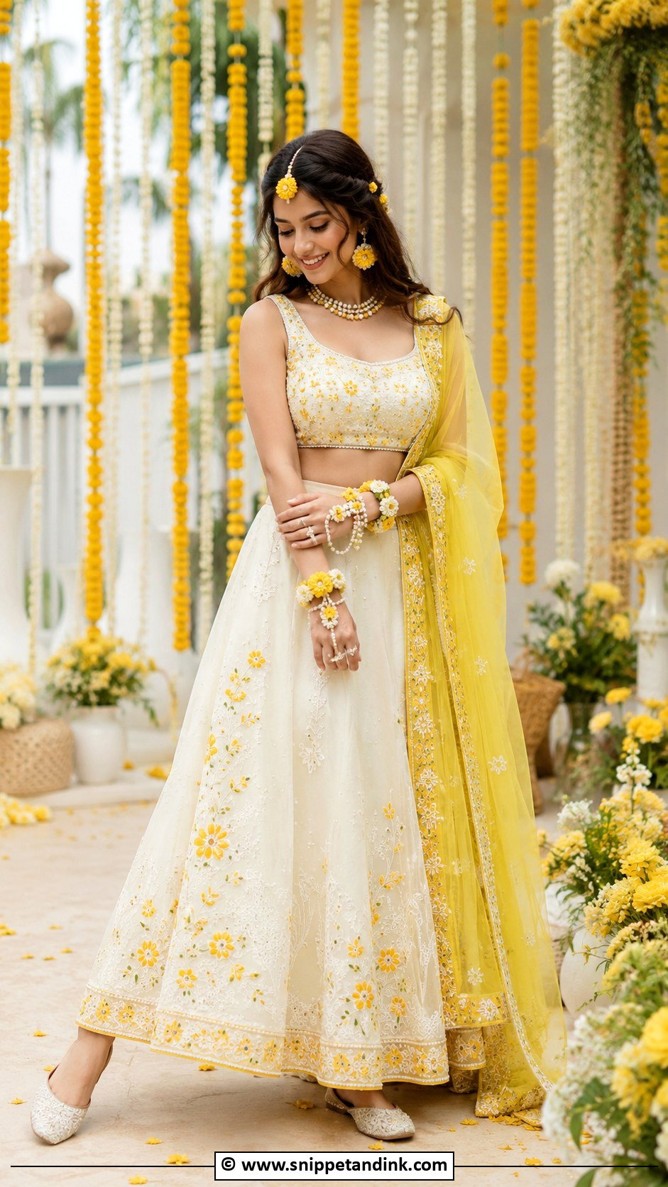Ivory And Yellow Haldi Outfit - Snippet and Ink - 30 Unique Haldi Ceremony Outfit for Bride Ideas