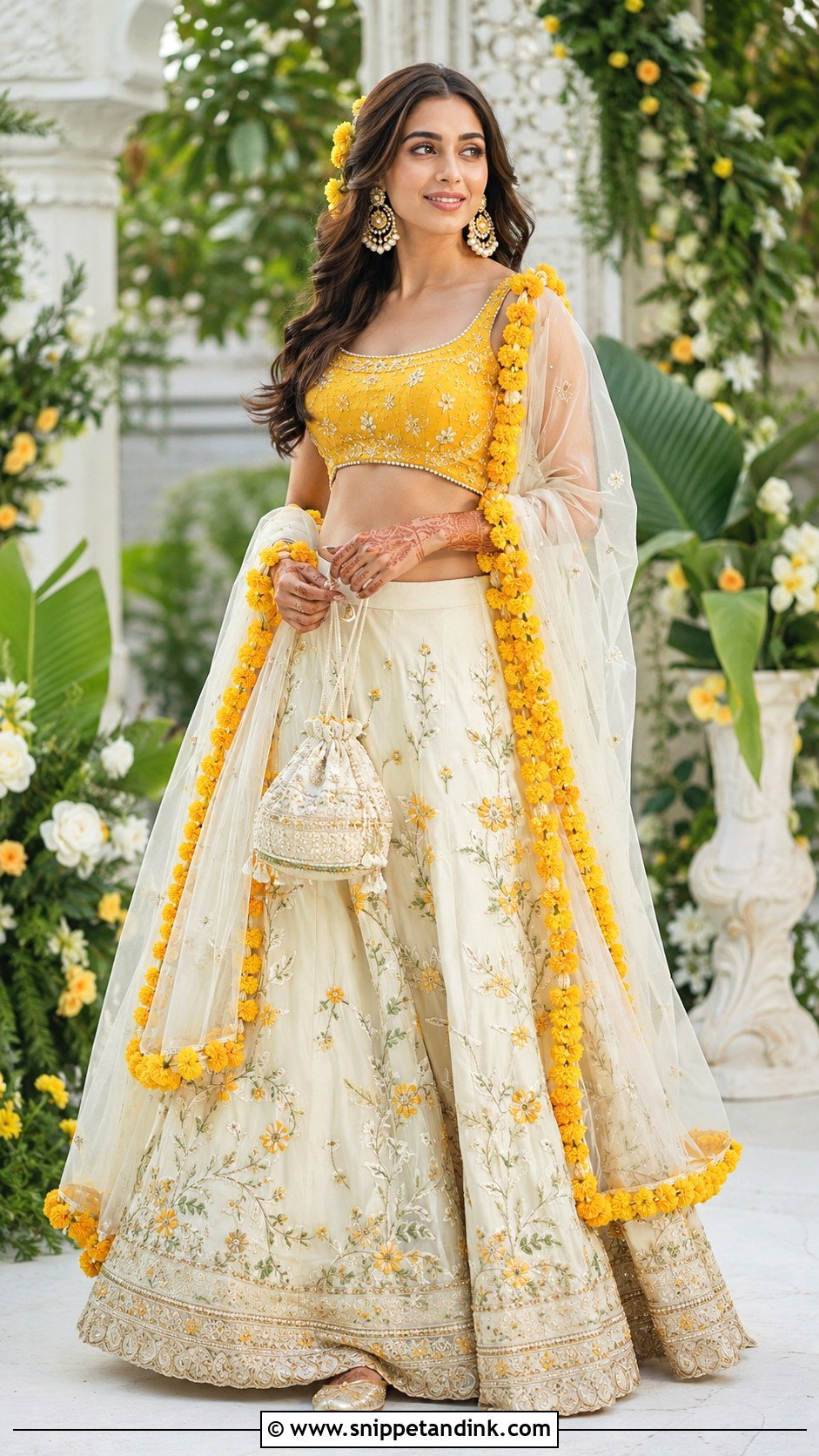 Ivory And Yellow Lehenga Haldi Outfit - Snippet and Ink - 20 Alia Bhatt Haldi Outfit Ideas