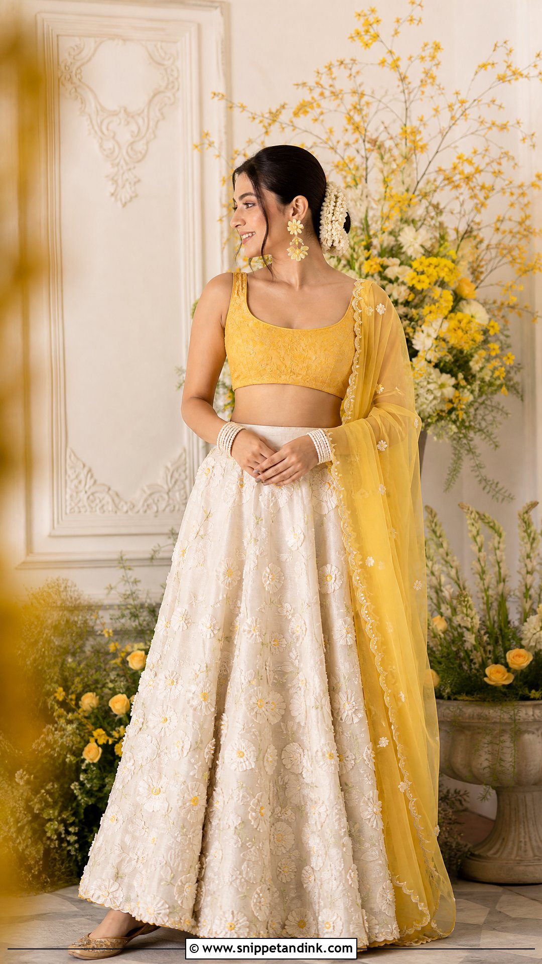 Ivory And Yellow Lehenga Haldi Outfit - Snippet and Ink - 25 Aesthetic Haldi Outfits