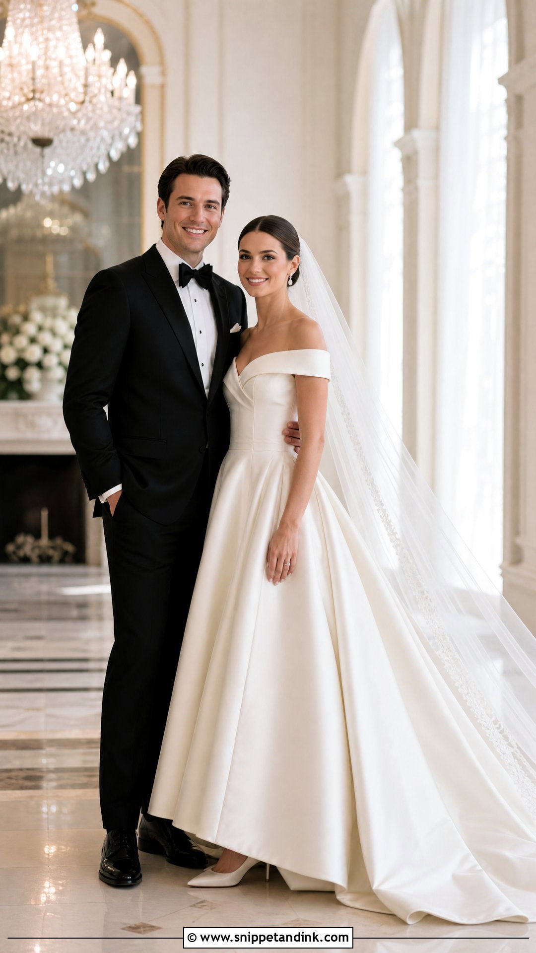 Ivory Ball Gown And Black Tuxedo Wedding Couple - Snippet and Ink - 20 Wedding Dresses for Couple