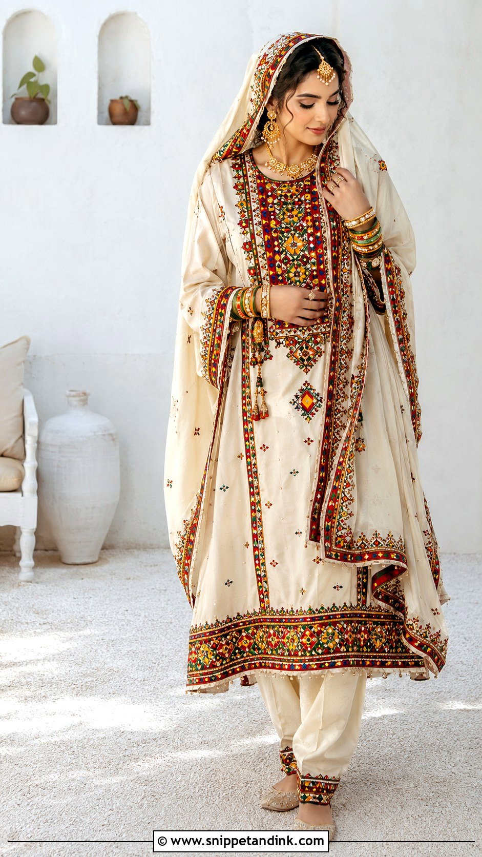 Ivory Balochi Bridal Dress - Snippet and Ink - 20 Balochi Bridal Dress Ideas