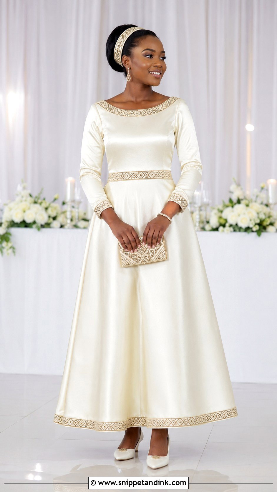 Ivory Bamenda Dress With Toghu Trim - Snippet and Ink - 20 Bamenda Traditional Wedding Dress Ideas