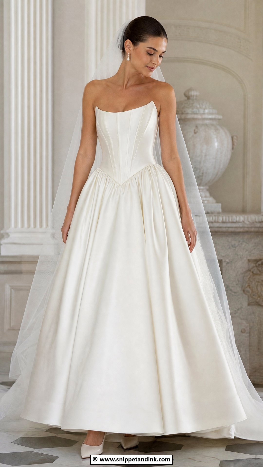 Ivory Basque Waist Wedding Dress - Snippet and Ink - 35 Ivory Wedding Dress Ideas