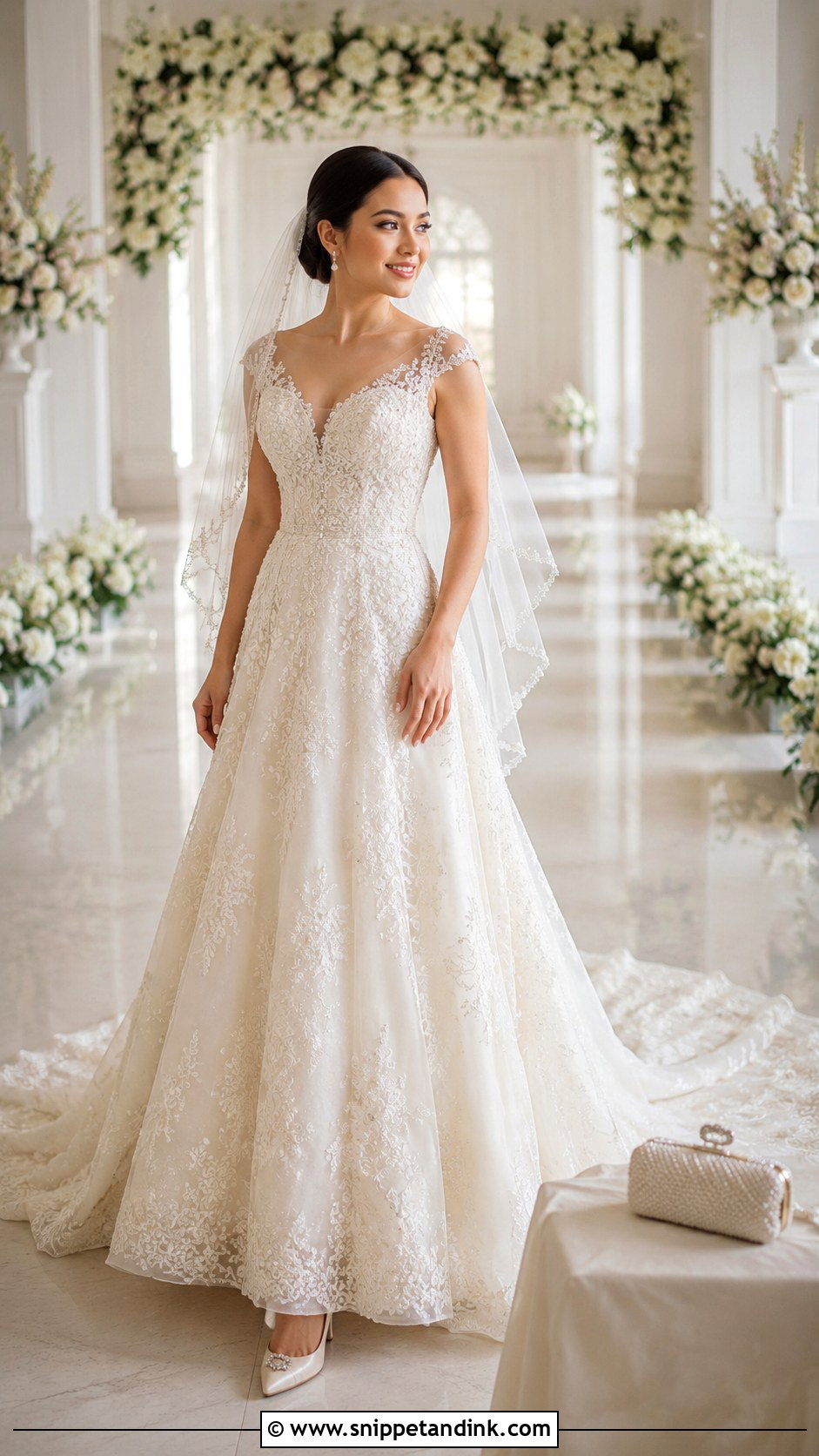 Ivory Beaded Lace Wedding Gown - Snippet and Ink - 20 Beaded Lace Gown Ideas