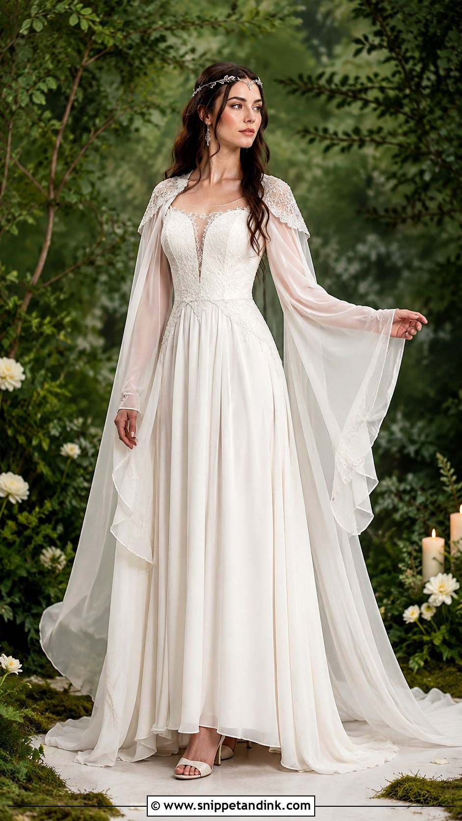 Ivory Bell Sleeve Arwen Wedding Dress - Snippet and Ink - 20 Arwen Wedding Dress Ideas