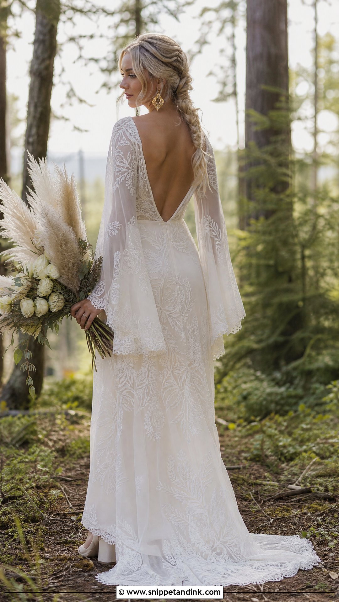 Ivory Bell Sleeve Boho Wedding Dress - Snippet and Ink - 20 Earthy Wedding Dress Ideas