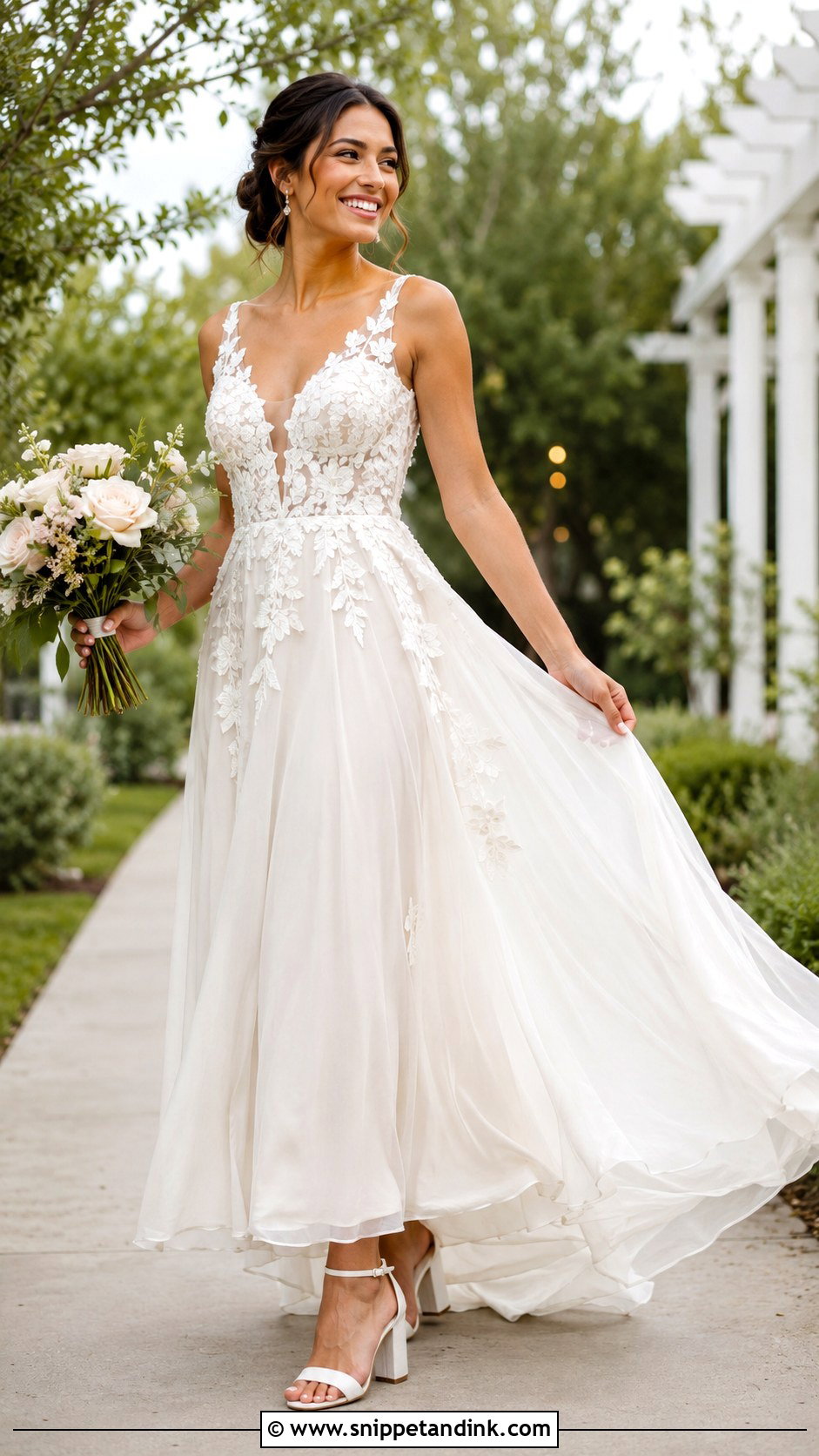 Ivory Block Heels With Garden Wedding Dress - Snippet and Ink - 20 High Heels for Wedding Ideas