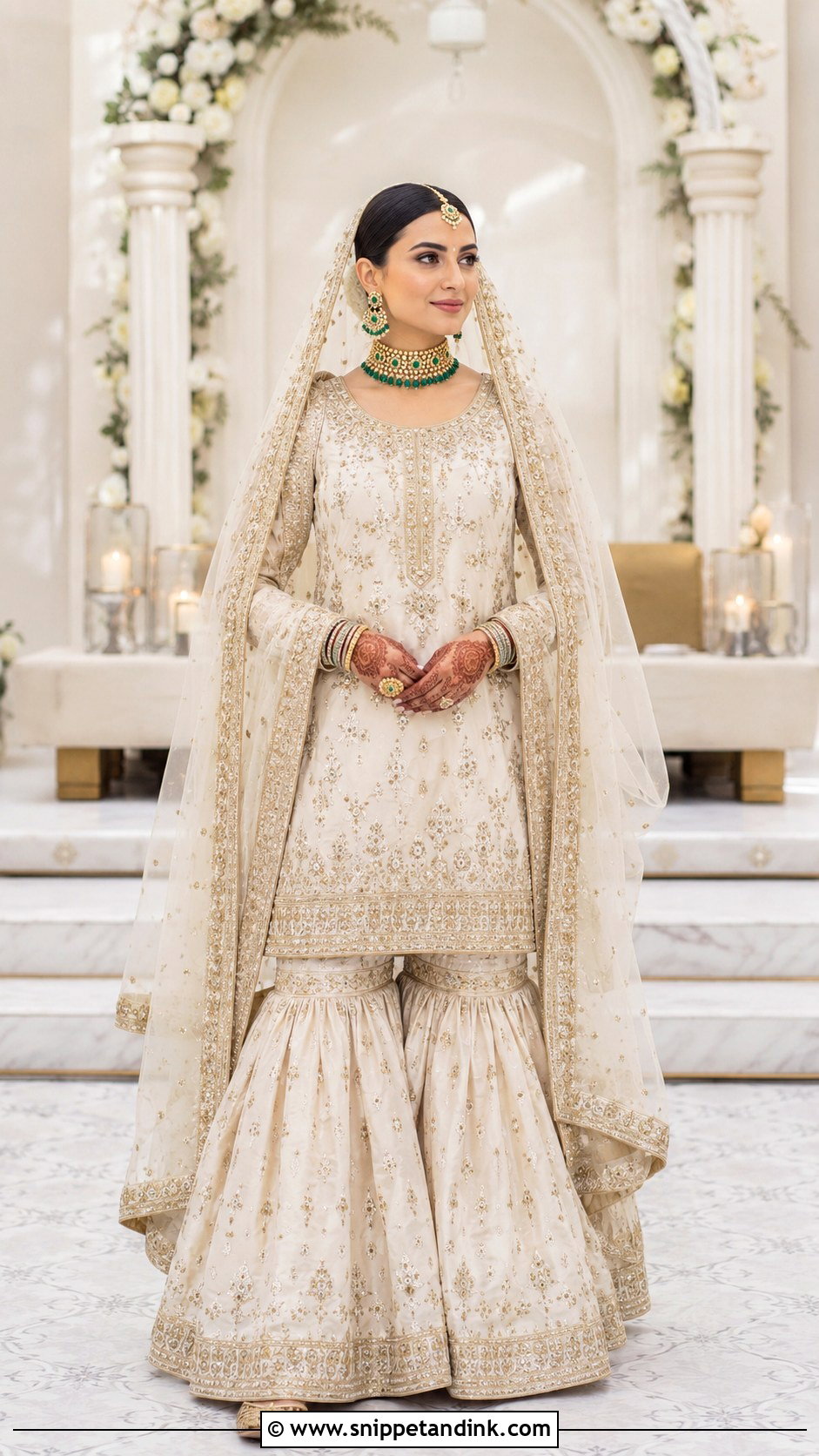 Ivory Bollywood Bridal Gharara - Snippet and Ink - 20 Bollywood Bridal Ideas