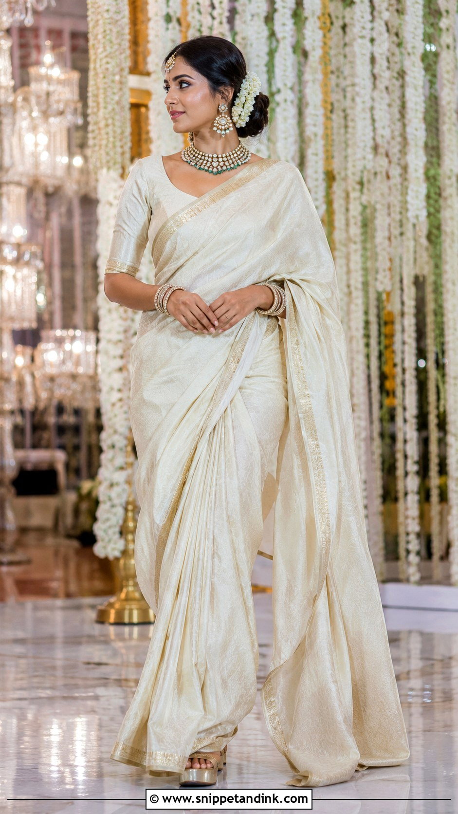 Ivory Bollywood Bridal Saree - Snippet and Ink - 20 Bollywood Bridal Ideas
