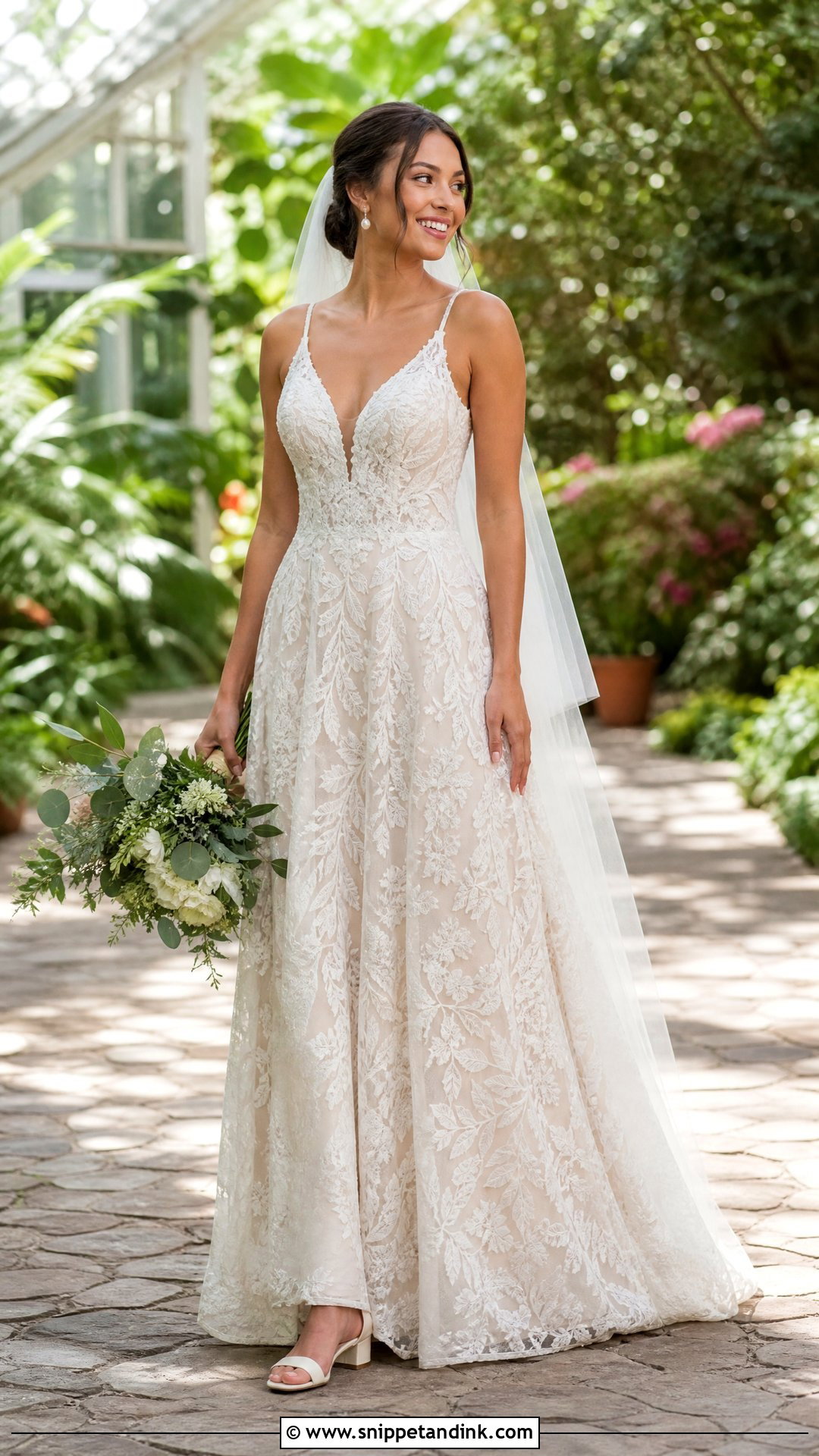 Ivory Botanical Lace Wedding Dress - Snippet and Ink - 20 Earthy Wedding Dress Ideas