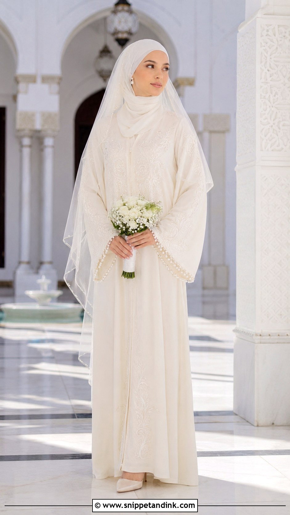 Ivory Bridal Abaya Hijabi Bride Dress - Snippet and Ink - 20 Hijabi Bride Dress Ideas