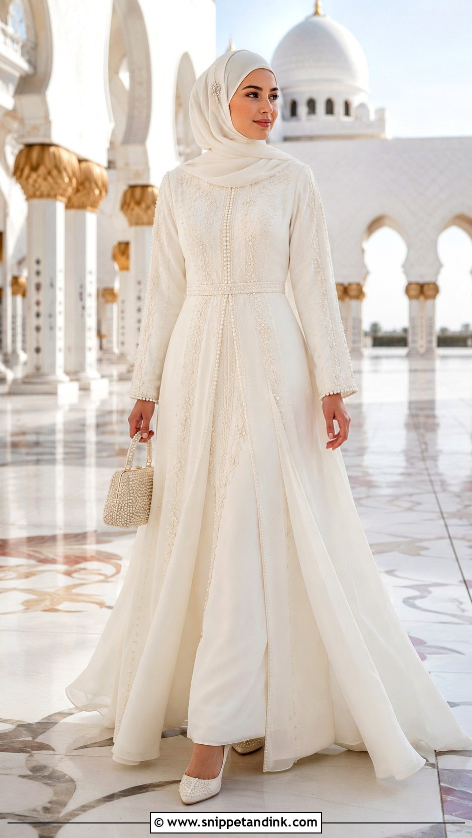 Ivory Bridal Abaya Nikkah Dress - Snippet and Ink - 20 Dresses for Nikkah