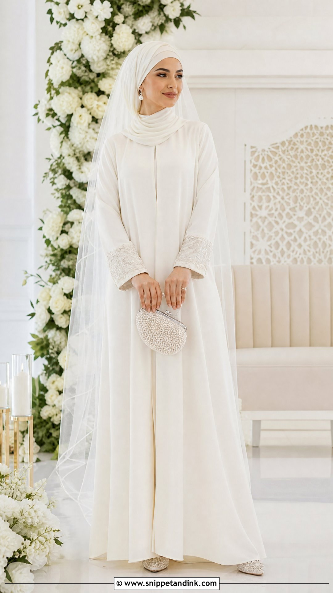 Ivory Bridal Abaya Wedding Dress - Snippet and Ink - 25 Simple Hijabi Wedding Dress Ideas