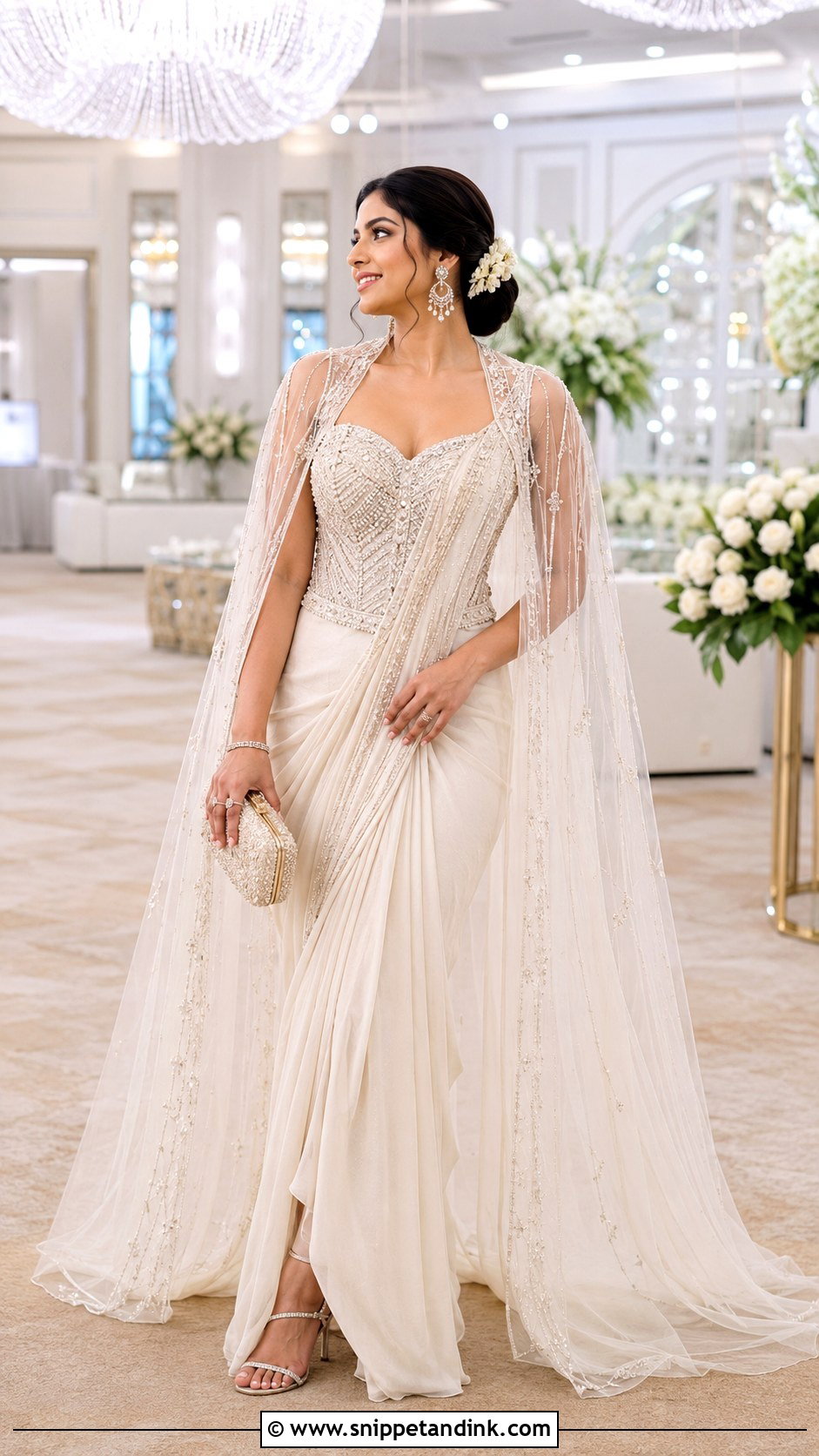 Ivory Bridal Indo Western Reception Gown - Snippet and Ink - 20 Indo Western Party Wear Gowns Wedding Dresses