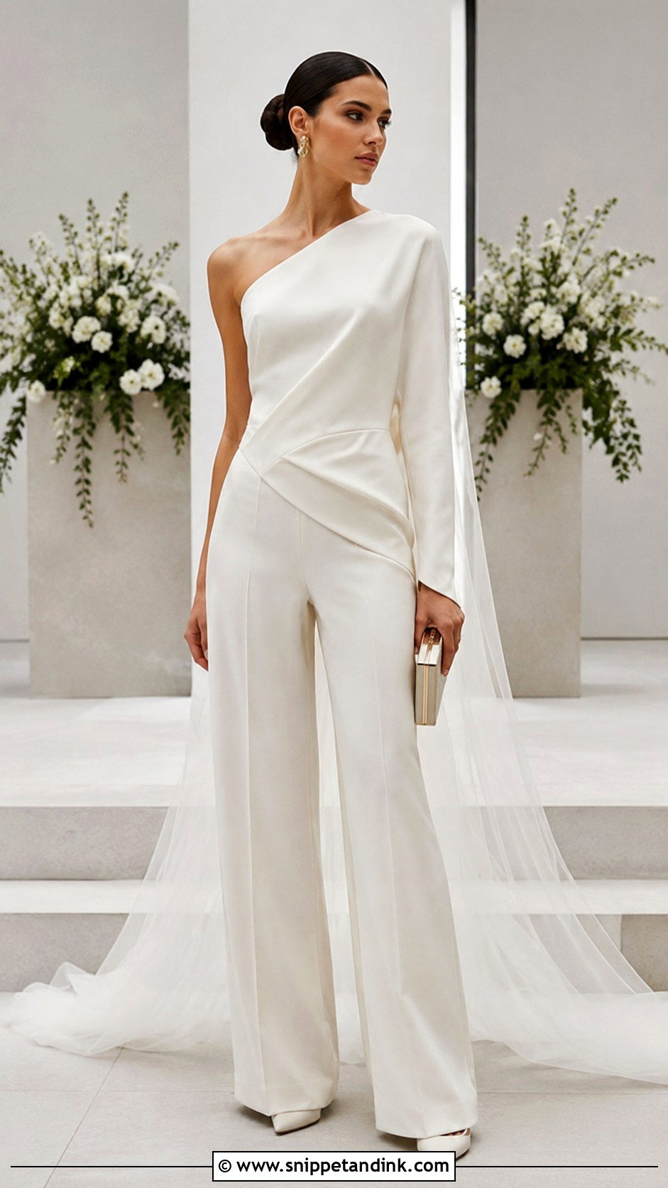 Ivory Bridal Jumpsuit Victoria Beckham Wedding Dress - Snippet and Ink - 20 Victoria Beckham Wedding Dress Ideas