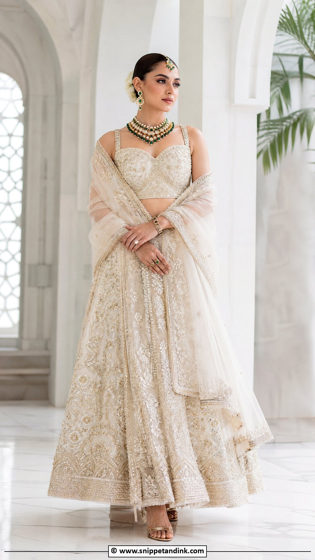 Ivory Bridal Lehenga Indian Bride Outfit - Snippet and Ink - 35 Indian Bride Ideas