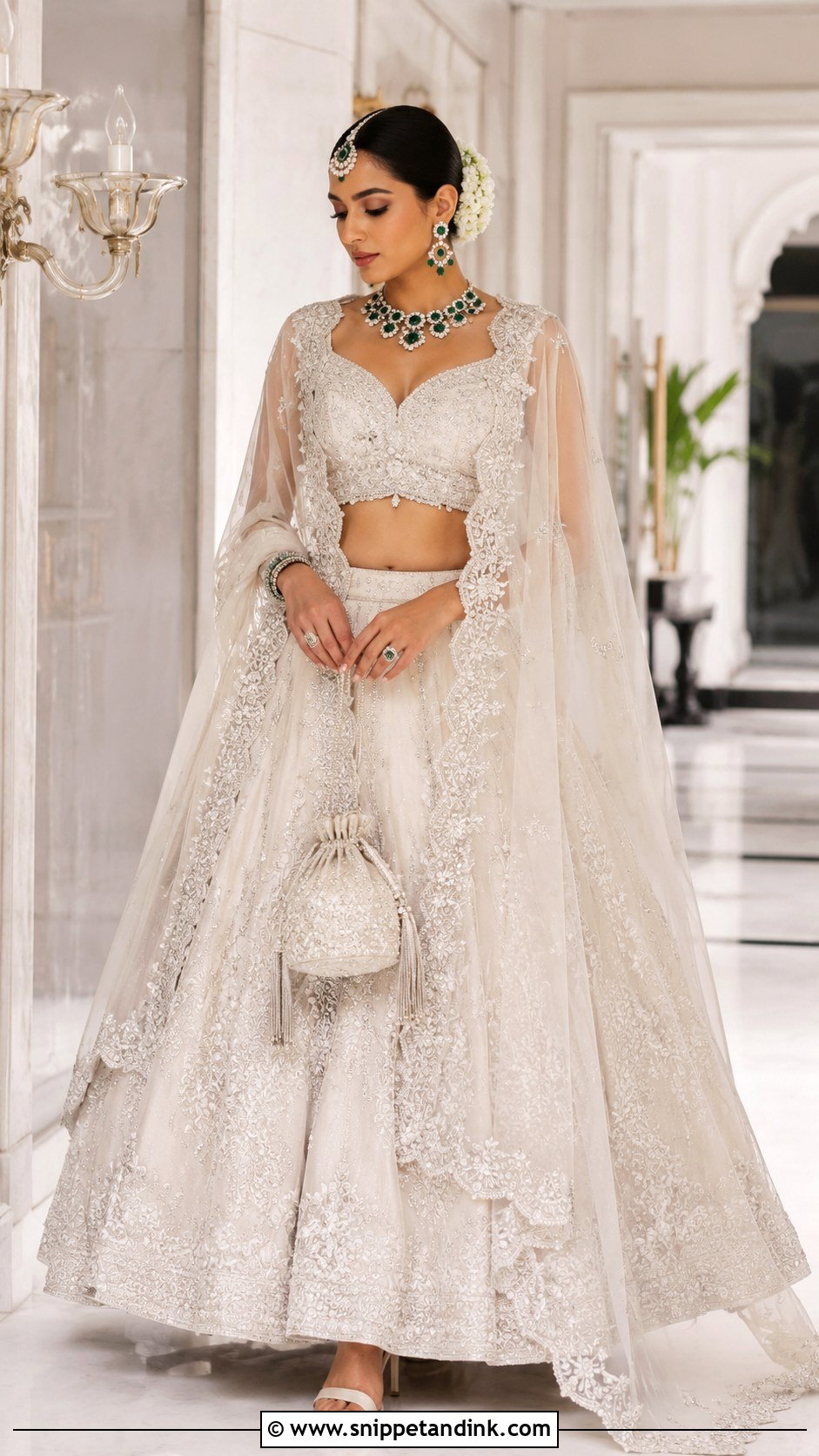 Ivory Bridal Lehenga Look - Snippet and Ink - 25 New Indian Bride Look Ideas