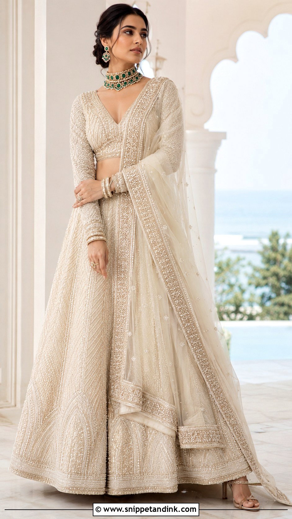 Ivory Bridal Lehenga With Pearl Embroidery - Snippet and Ink - 20 Latest Indian Bridal Dresses
