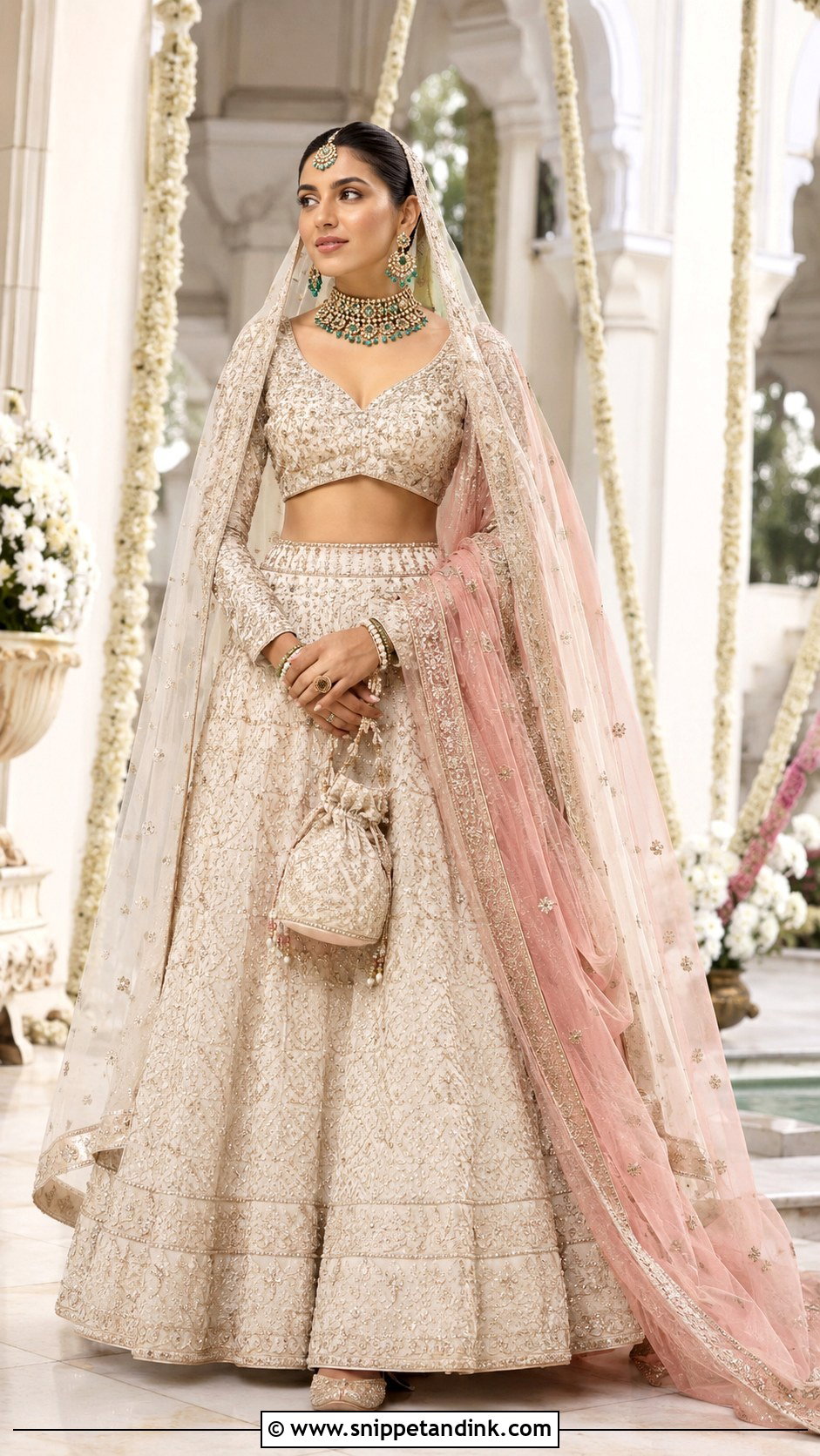 Ivory Bridal Lehenga for Indian Wedding - Snippet and Ink - 20 Indian Wedding Dresses Ideas
