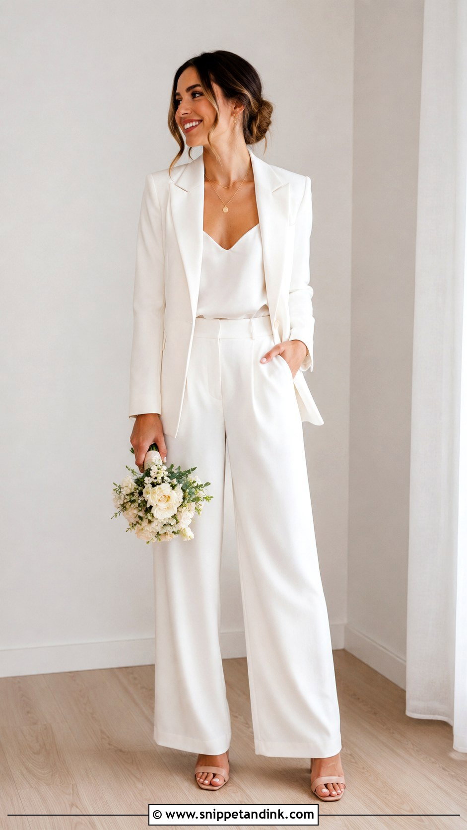 Ivory Bridal Pantsuit - Snippet and Ink - 30 Lesbian Wedding Outfits