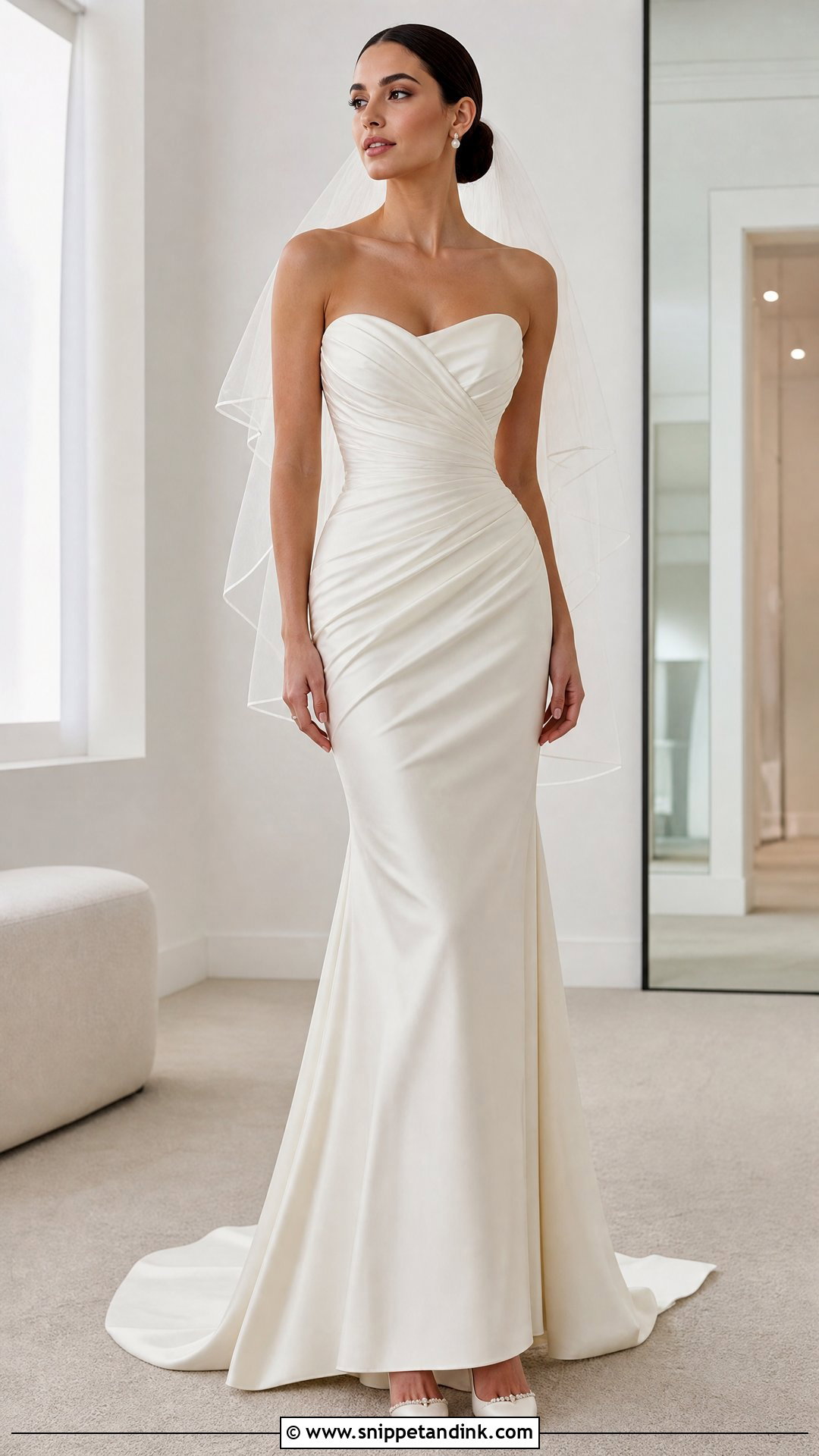 Ivory Bridal Ruched Gown - Snippet and Ink - 20 Ruched Gown Ideas