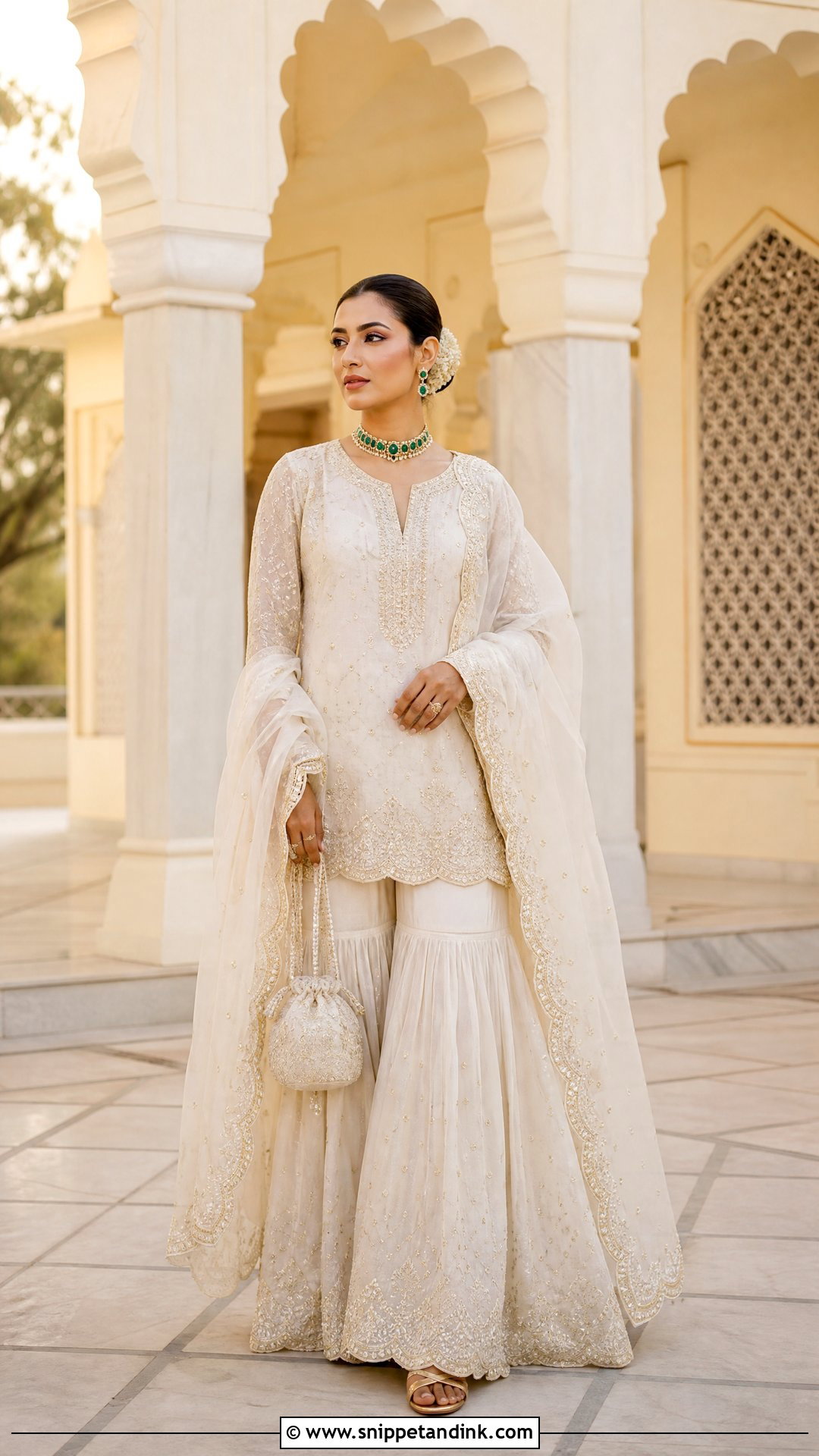 Ivory Bridal Sharara Wedding Dress - Snippet and Ink - 20 Sharara Wedding Dress Ideas