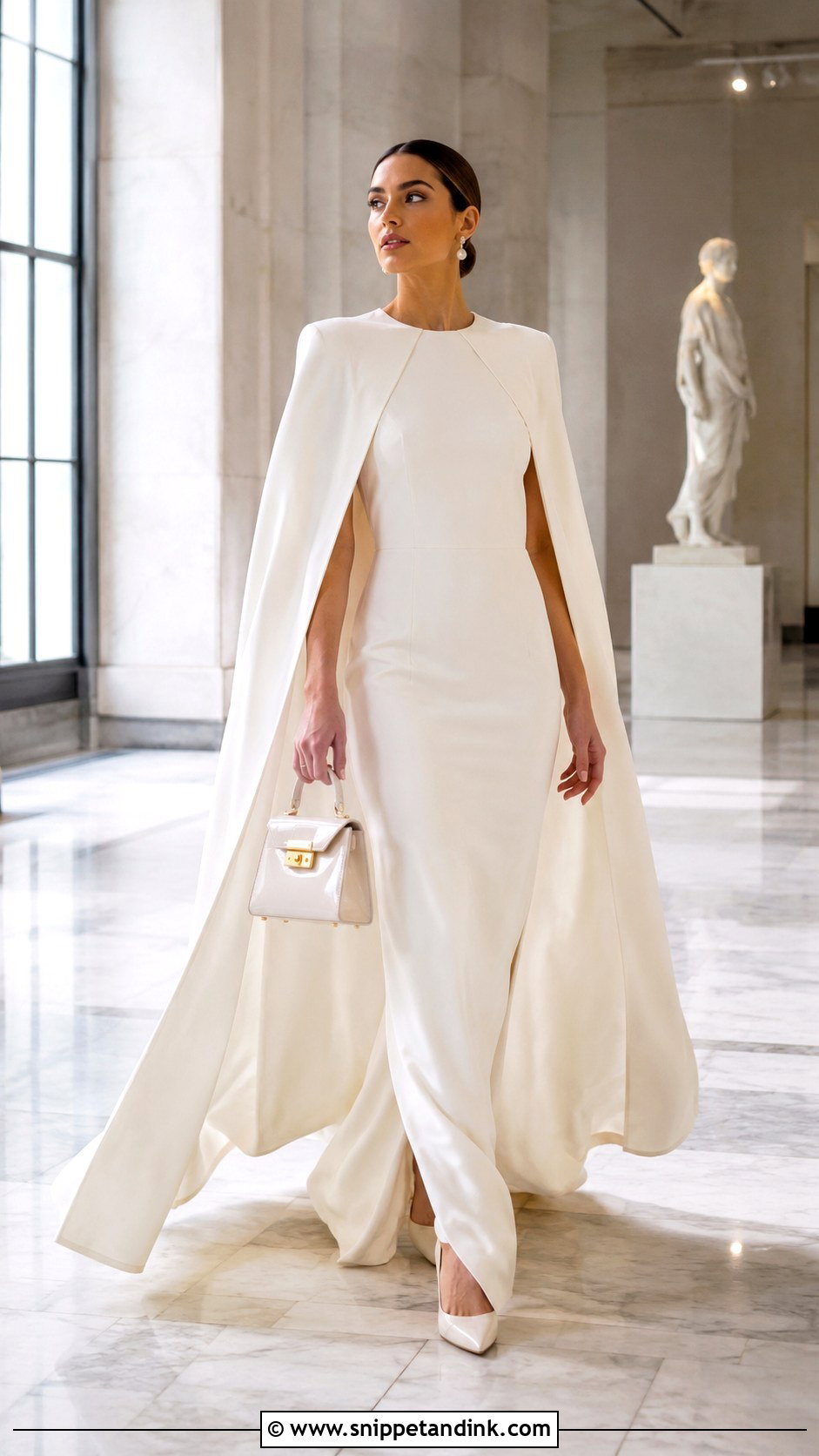 Ivory Cape Gown Museum Photoshoot - Snippet and Ink - 20 Gown Photoshoot Ideas