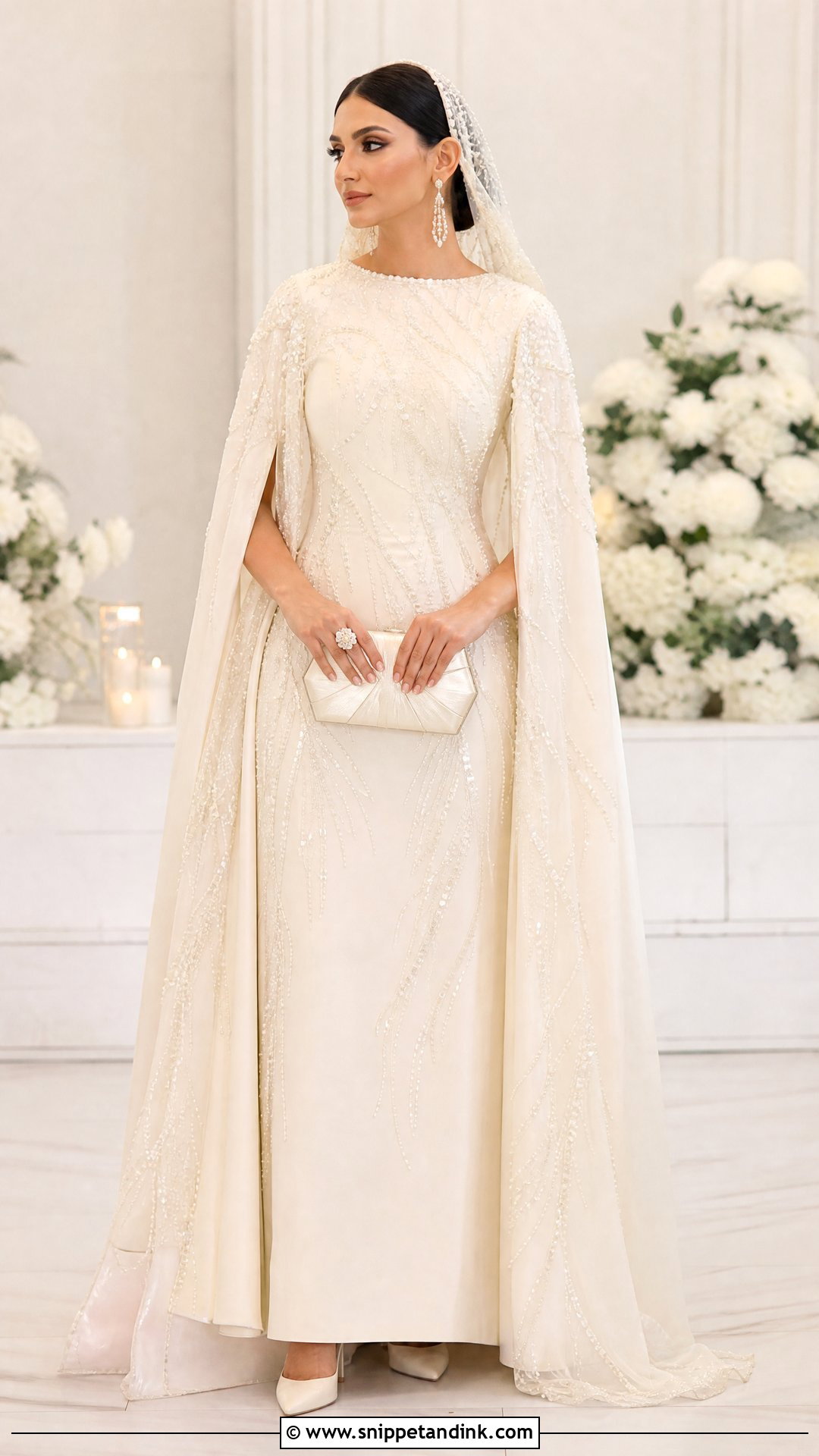 Ivory Cape Gown Nikkah Bride Outfit - Snippet and Ink - 20 Nikkah Bride Outfit Ideas