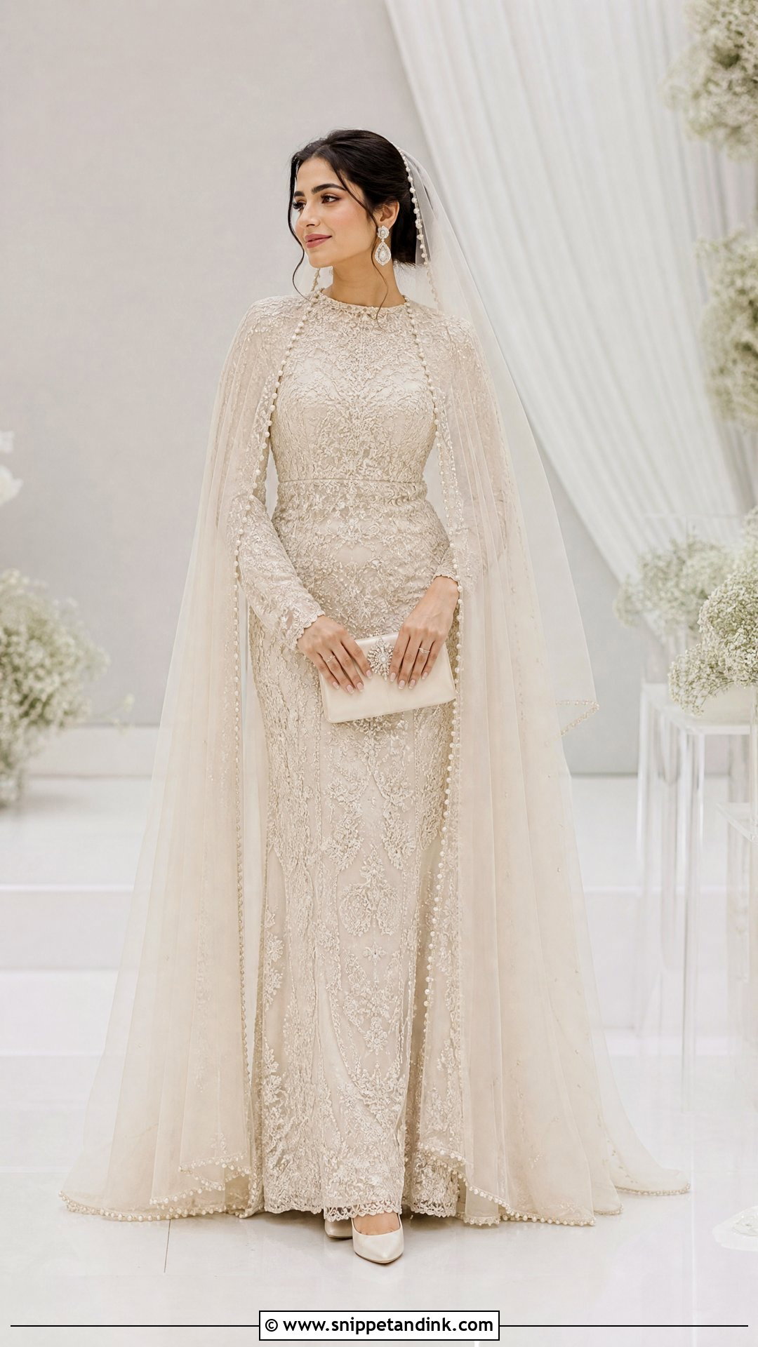 Ivory Cape Lehenga Nikkah Dress - Snippet and Ink - 20 Nikkah Inspo Dresses